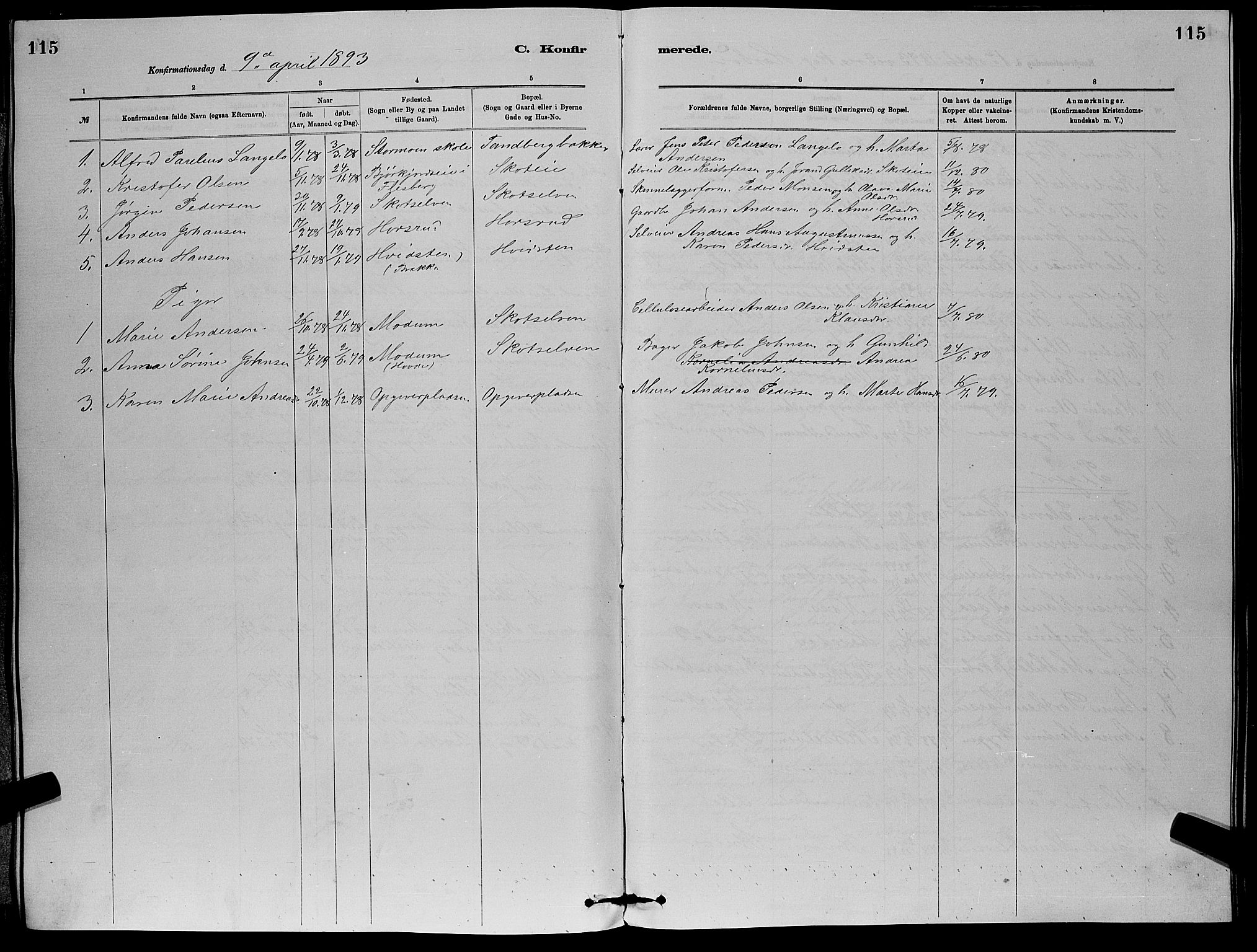 Eiker kirkebøker, SAKO/A-4/G/Gb/L0003: Parish register (copy) no. II 3, 1880-1893, p. 115