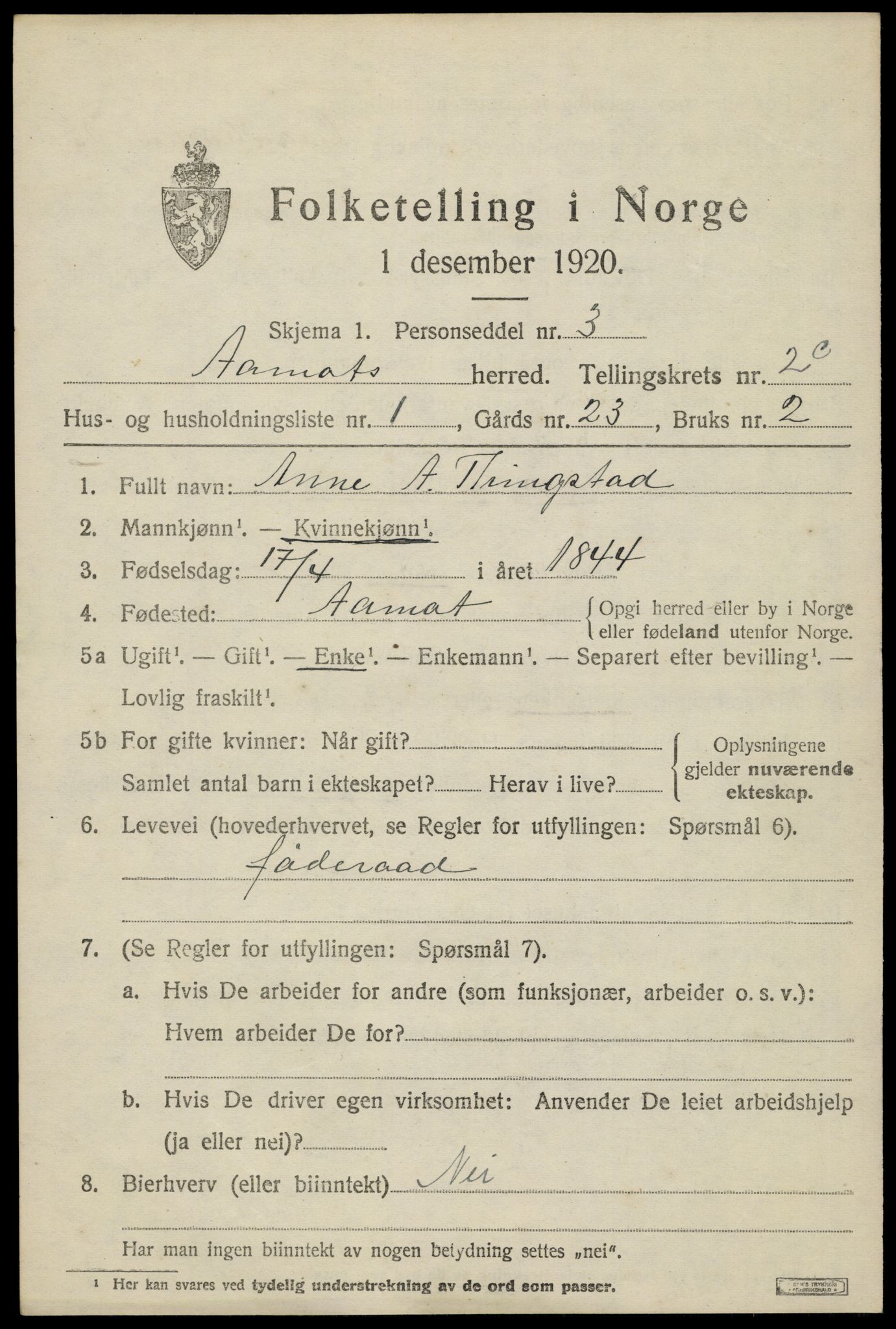 SAH, 1920 census for Åmot, 1920, p. 5069