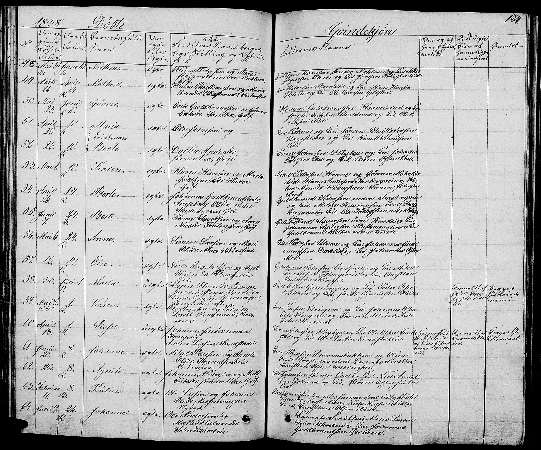 Ringsaker prestekontor, AV/SAH-PREST-014/L/La/L0004: Parish register (copy) no. 4, 1827-1838, p. 184