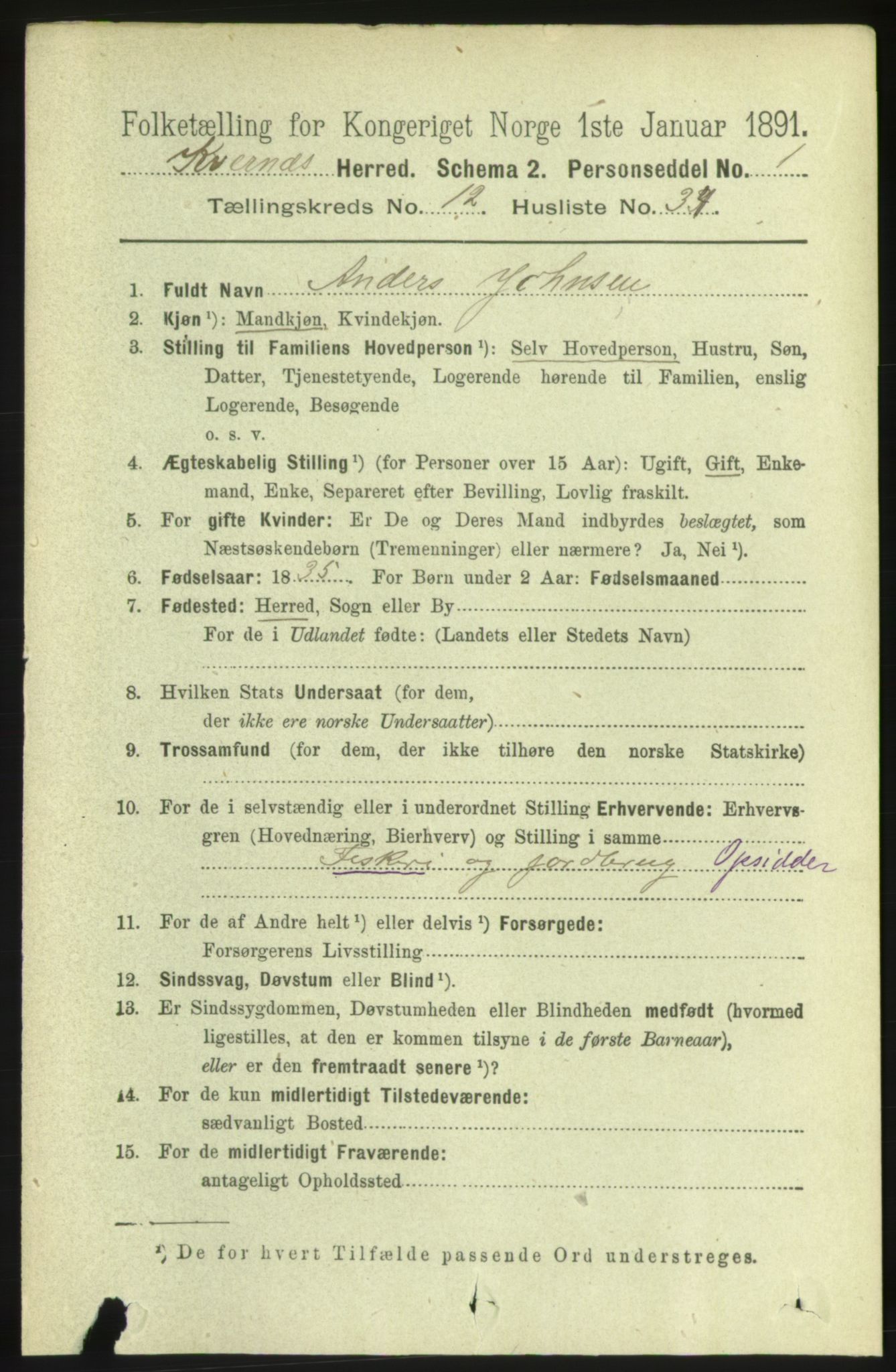 RA, 1891 census for 1553 Kvernes, 1891, p. 5378