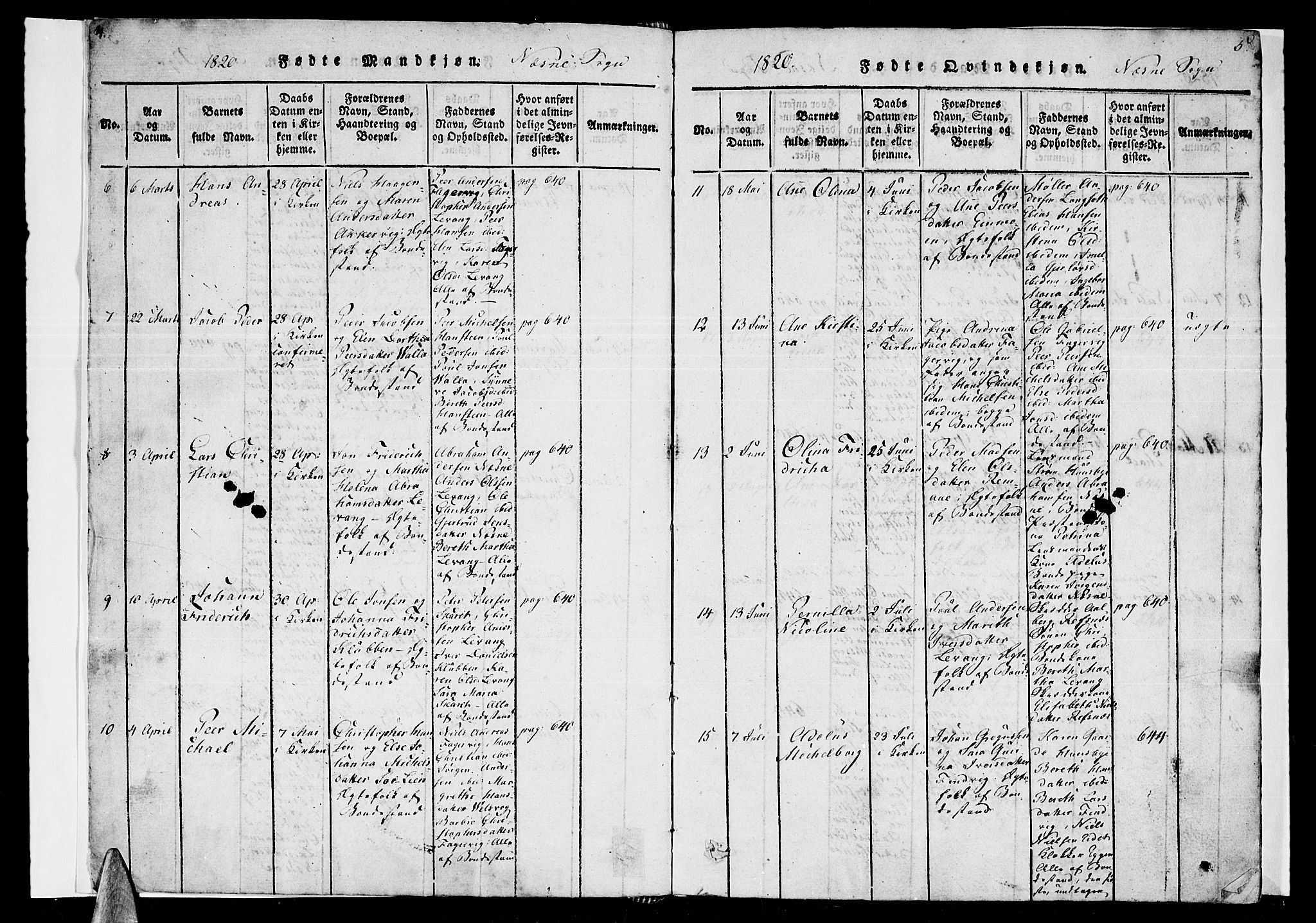 Ministerialprotokoller, klokkerbøker og fødselsregistre - Nordland, SAT/A-1459/838/L0546: Parish register (official) no. 838A05 /1, 1820-1828, p. 4-5