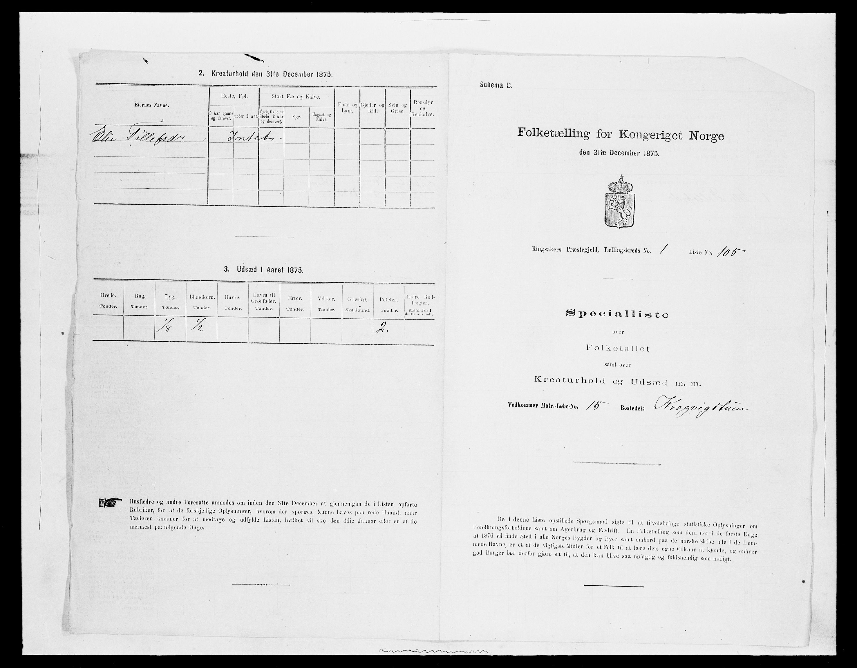 SAH, 1875 census for 0412P Ringsaker, 1875, p. 433