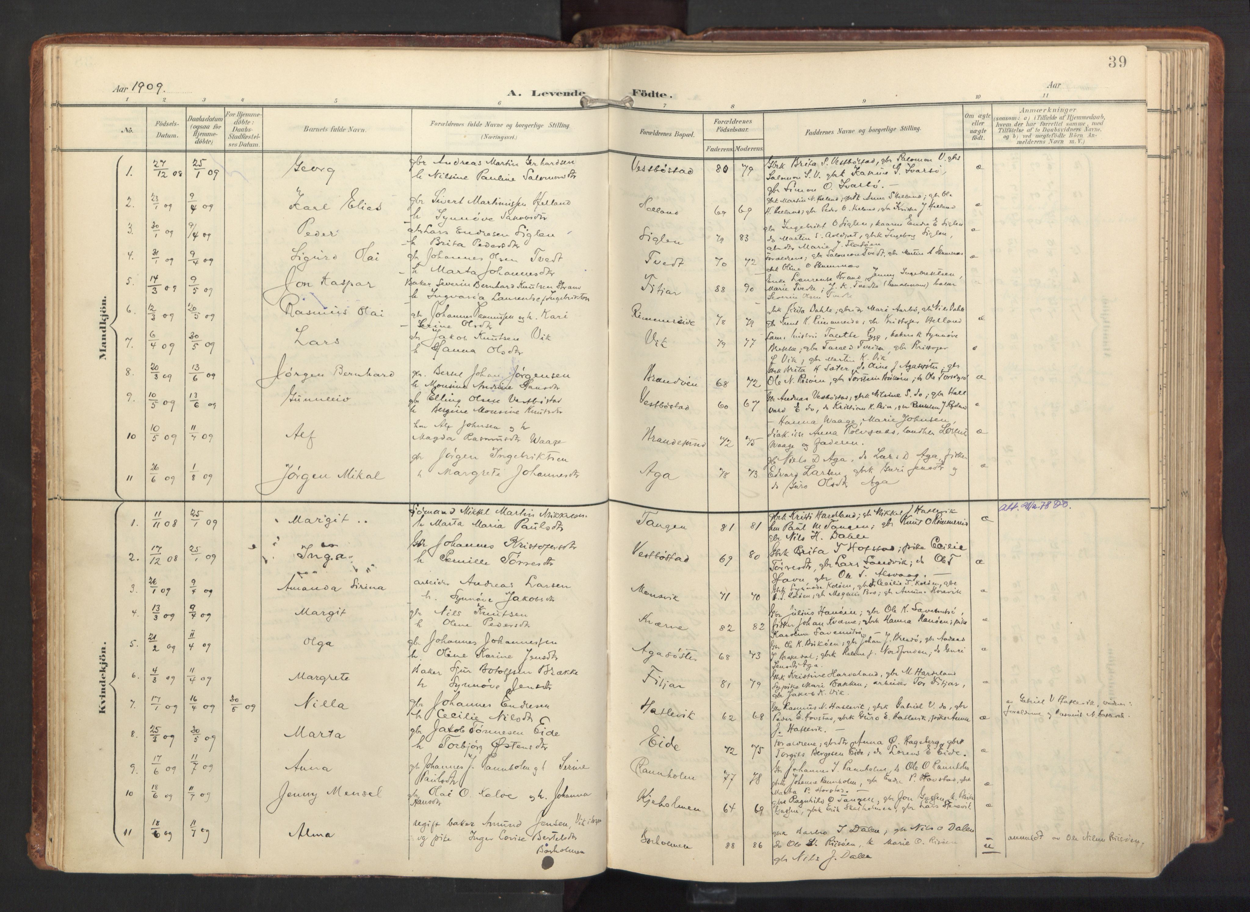 Fitjar sokneprestembete, AV/SAB-A-99926: Parish register (official) no. A 3, 1900-1918, p. 39