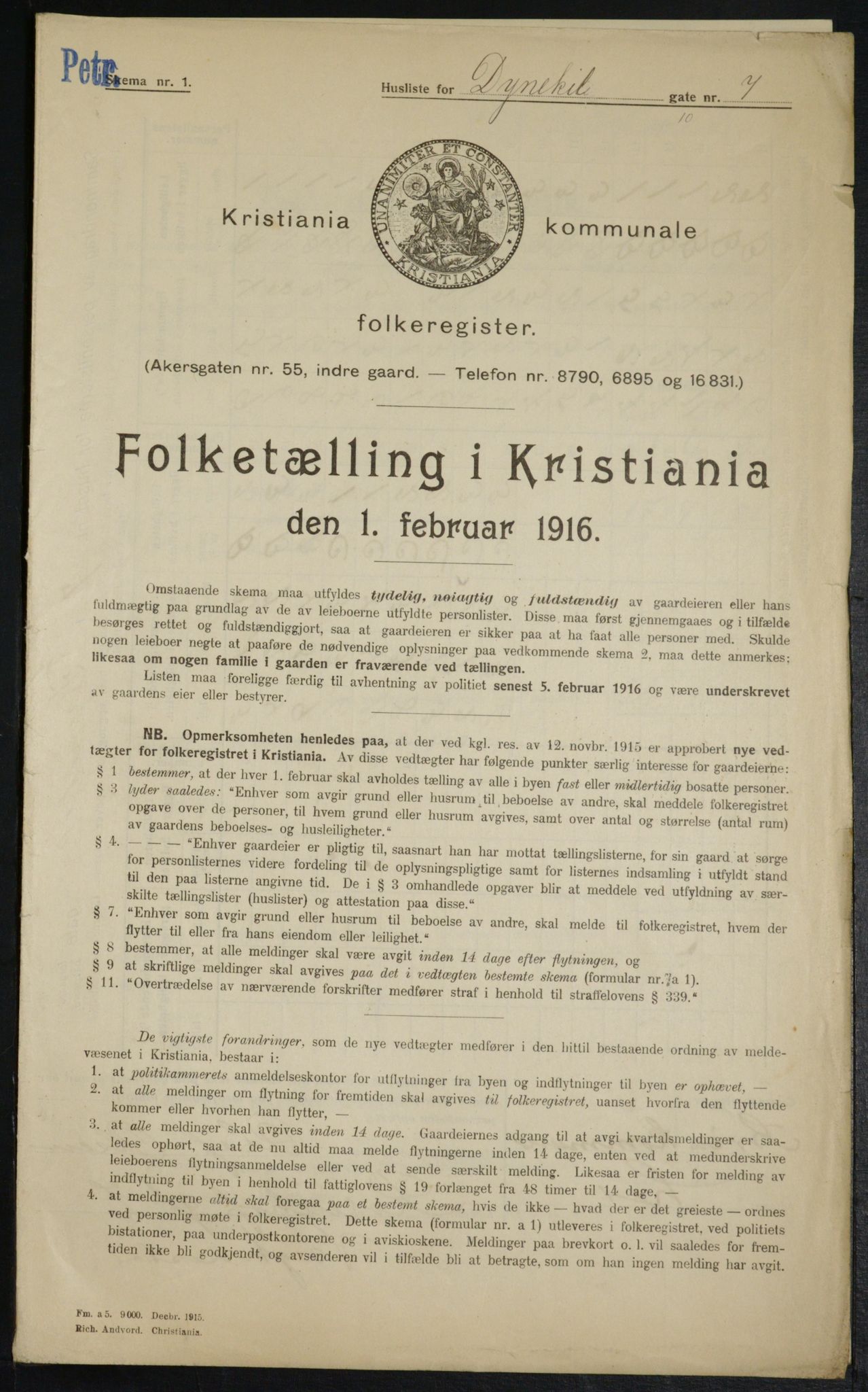 OBA, Municipal Census 1916 for Kristiania, 1916, p. 17623