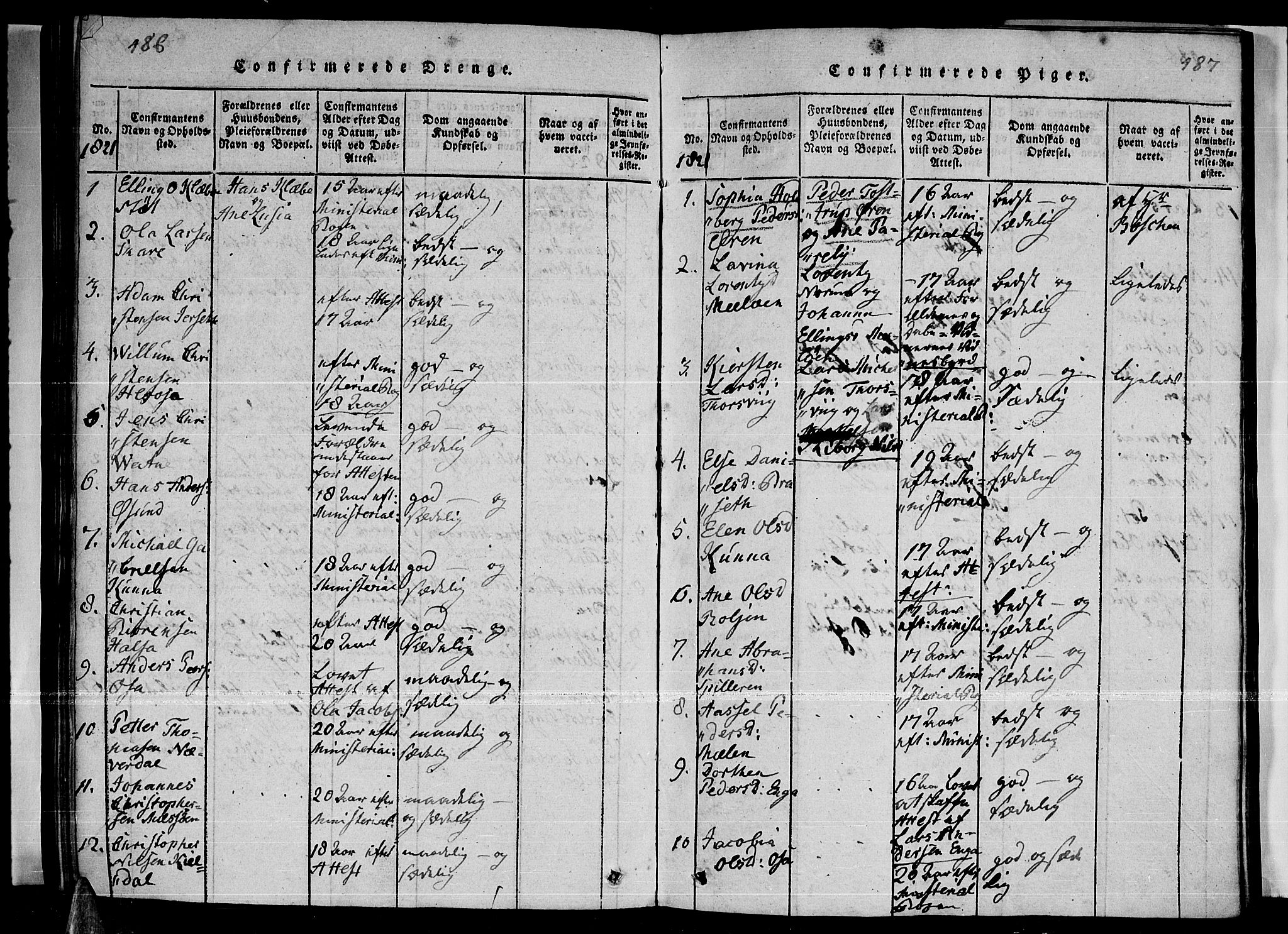 Ministerialprotokoller, klokkerbøker og fødselsregistre - Nordland, SAT/A-1459/841/L0593: Parish register (official) no. 841A04 /2, 1820-1825, p. 486-487