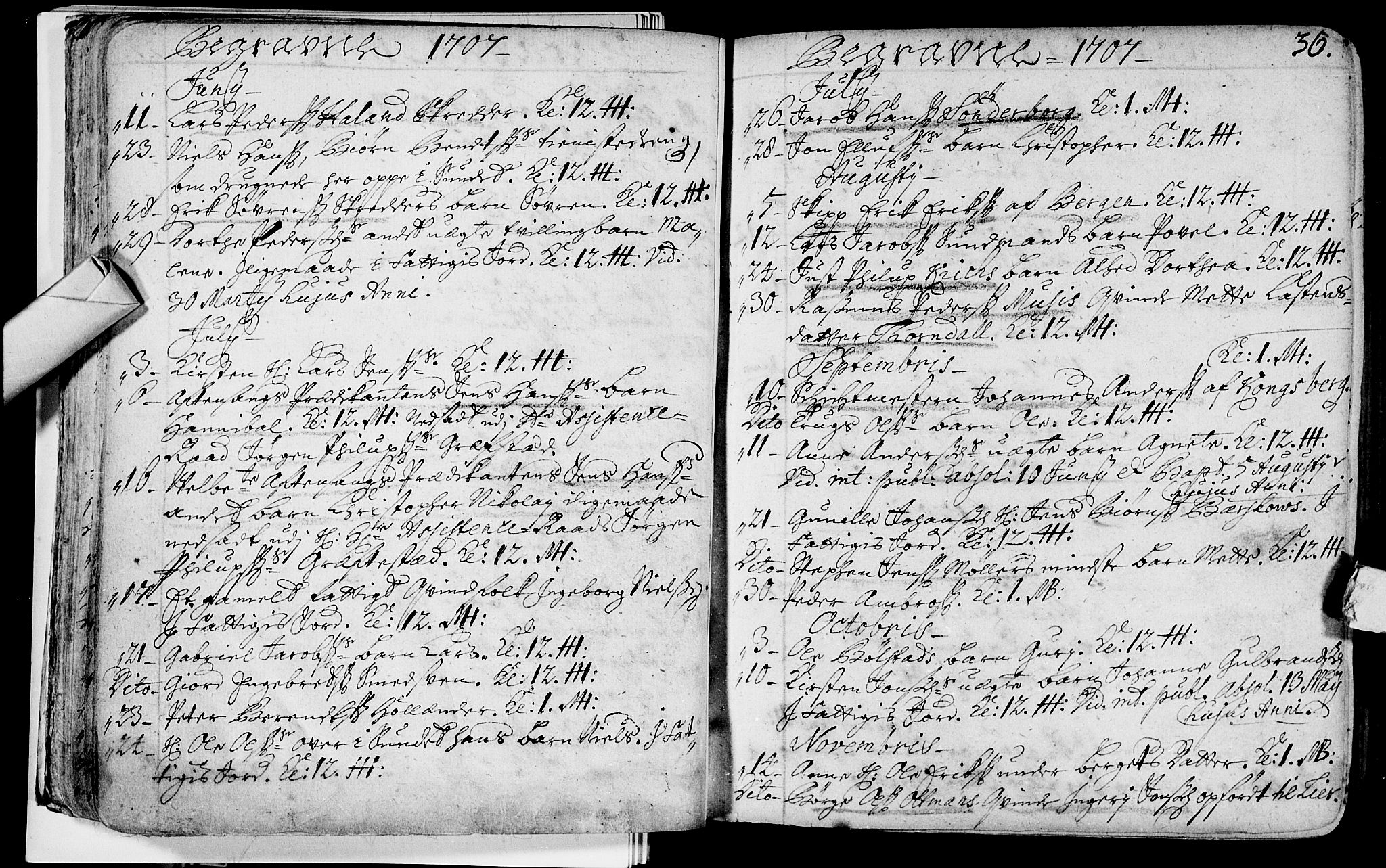 Bragernes kirkebøker, SAKO/A-6/F/Fa/L0003: Parish register (official) no. I 3, 1706-1734, p. 36