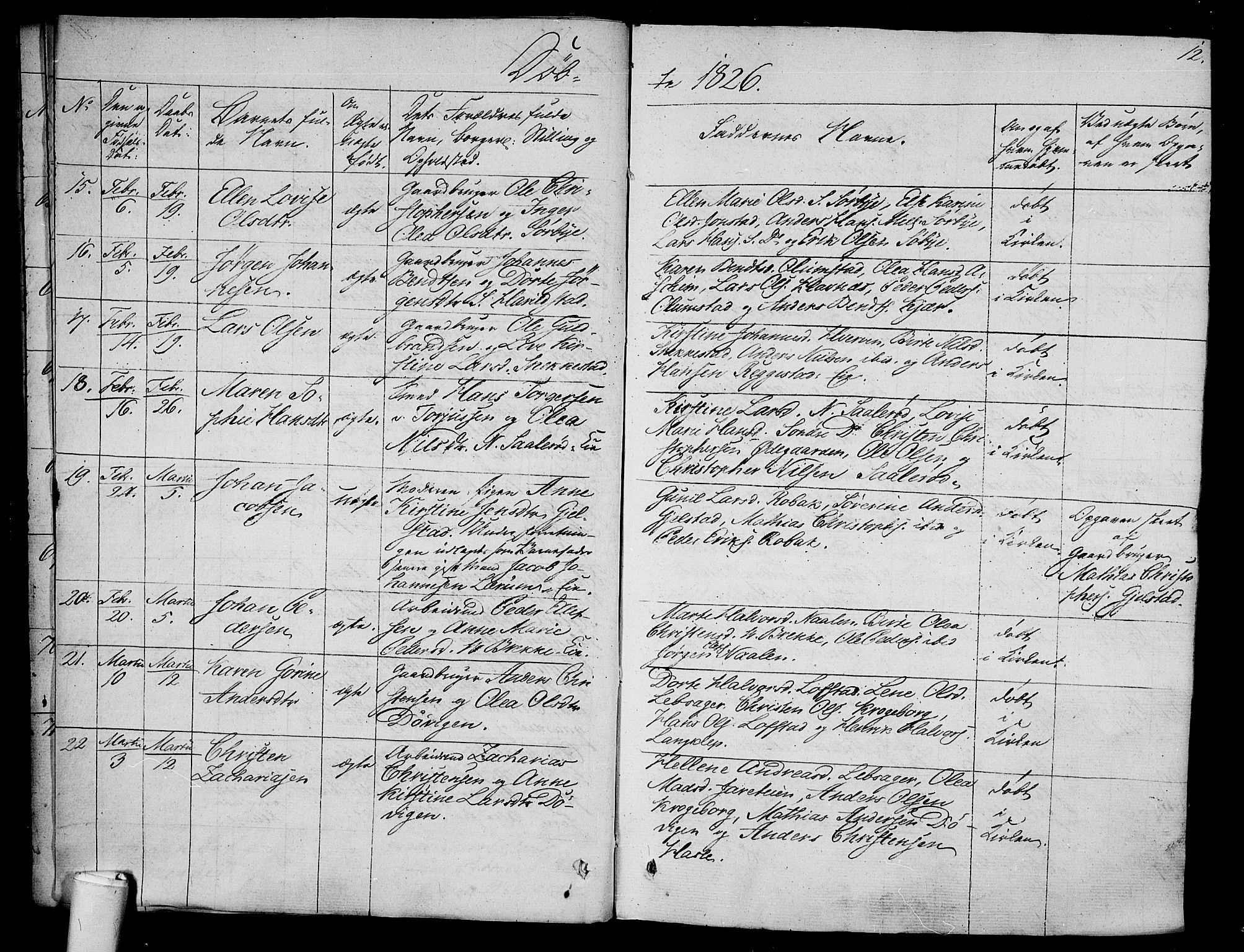 Våle kirkebøker, AV/SAKO-A-334/F/Fa/L0008: Parish register (official) no. I 8, 1824-1844, p. 12