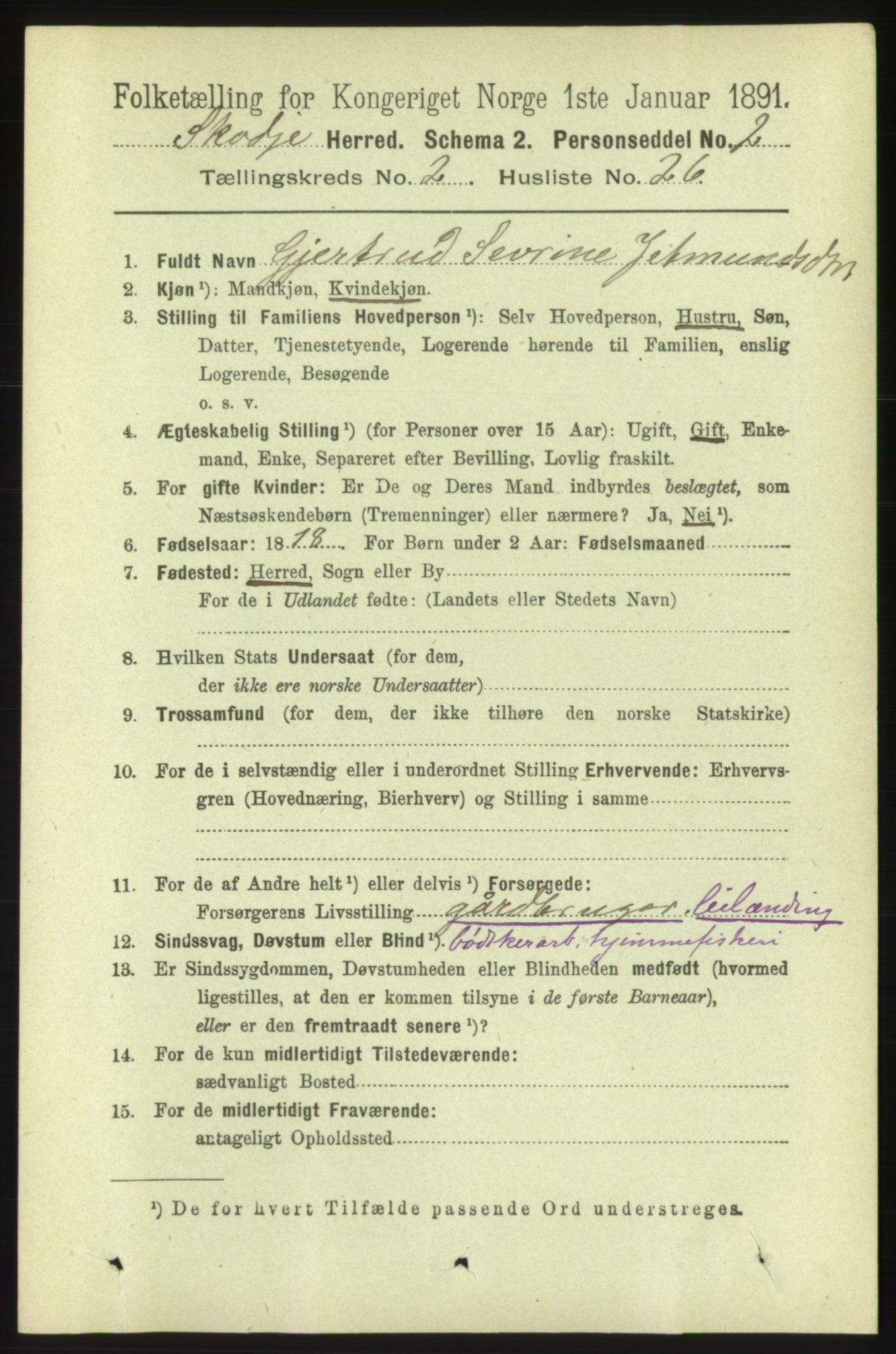 RA, 1891 census for 1529 Skodje, 1891, p. 430