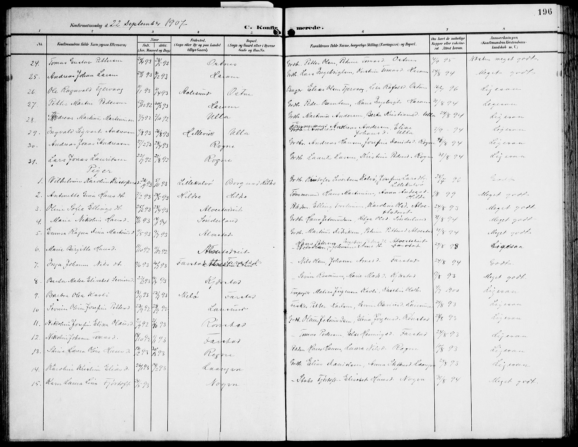 Ministerialprotokoller, klokkerbøker og fødselsregistre - Møre og Romsdal, AV/SAT-A-1454/536/L0511: Parish register (copy) no. 536C06, 1899-1944, p. 196