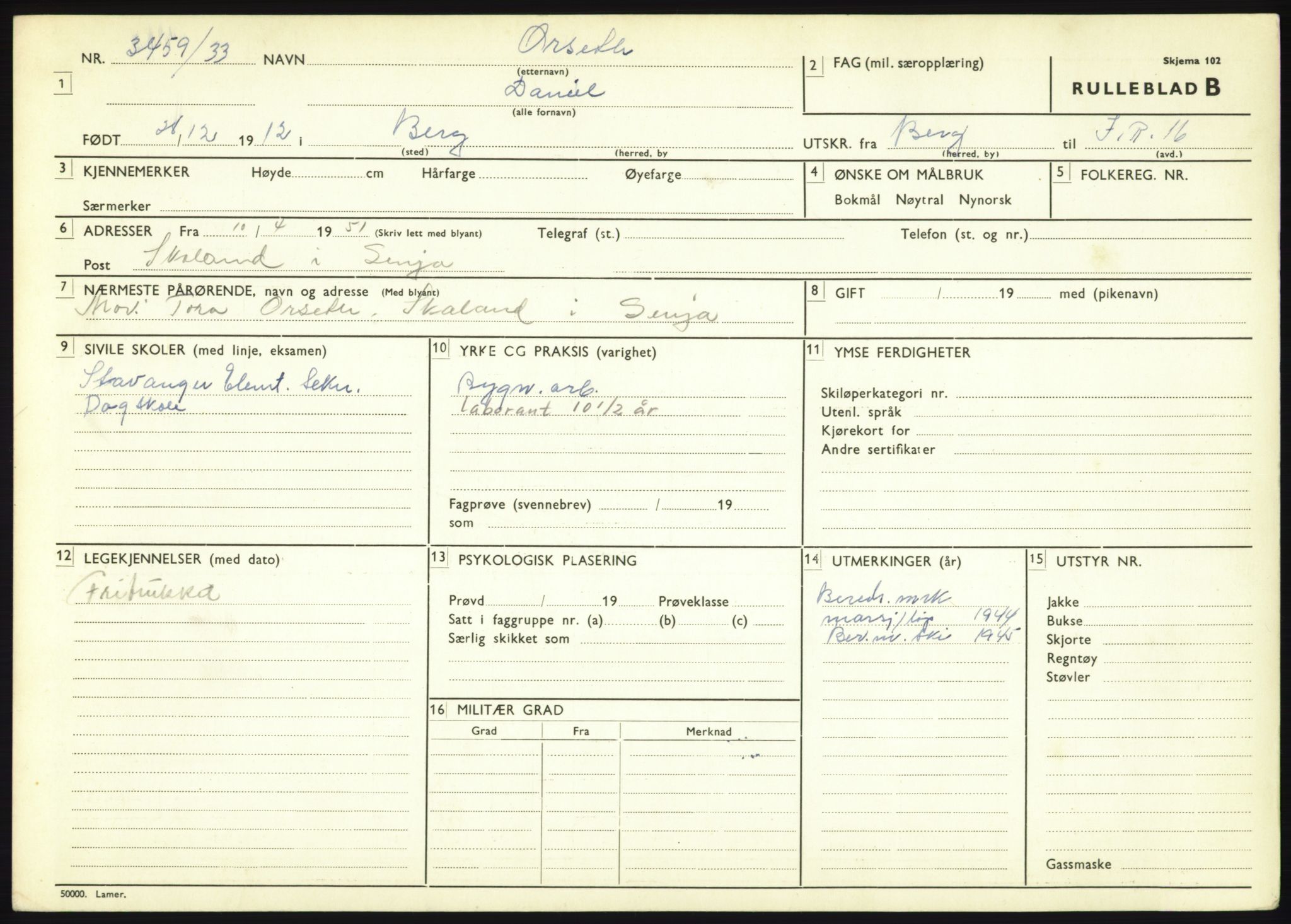 Forsvaret, Troms infanteriregiment nr. 16, AV/RA-RAFA-3146/P/Pa/L0017: Rulleblad for regimentets menige mannskaper, årsklasse 1933, 1933, p. 983