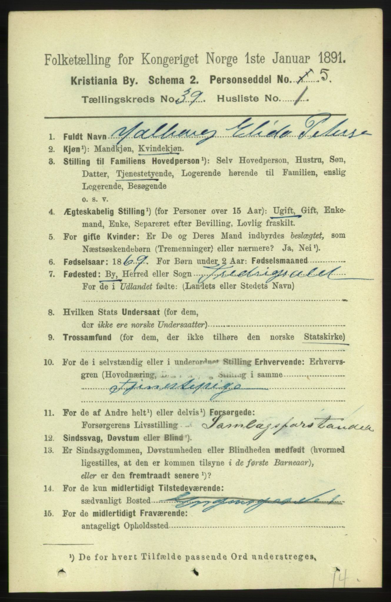 RA, 1891 census for 0301 Kristiania, 1891, p. 21958