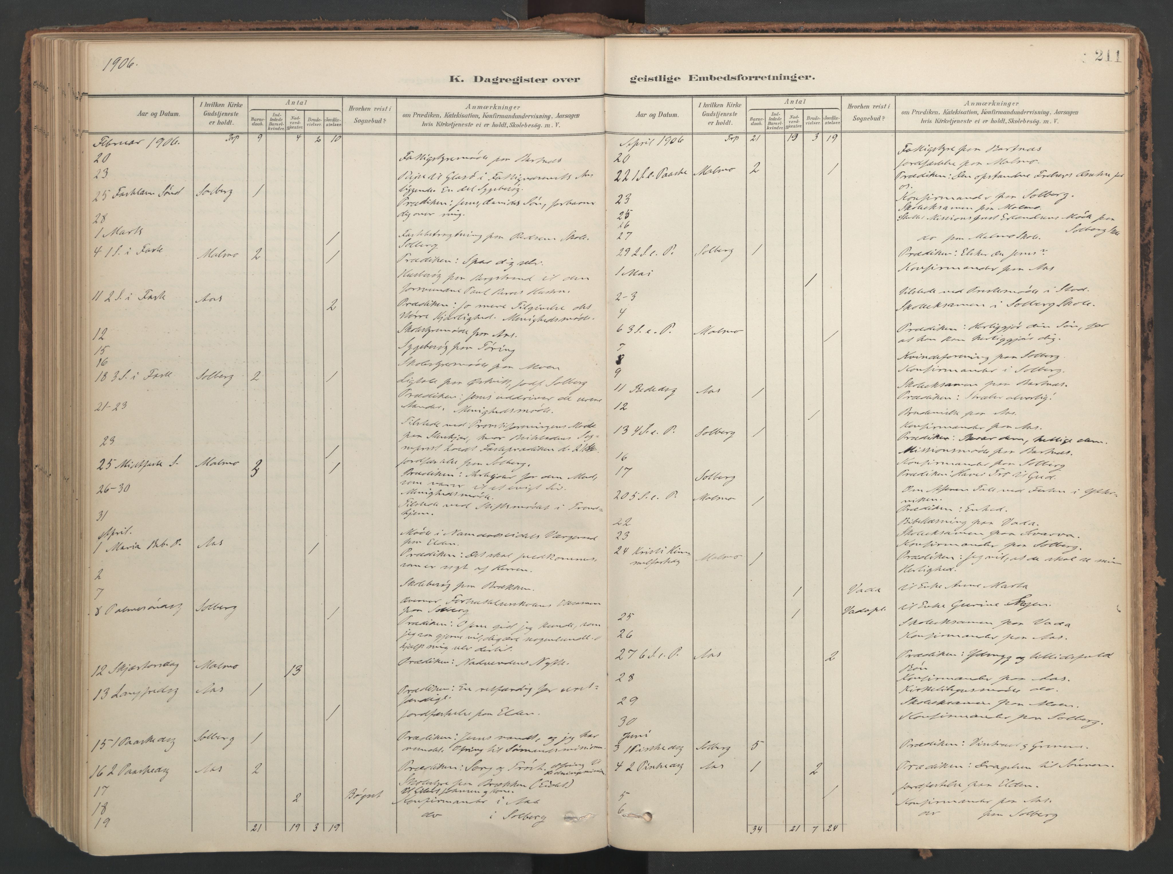 Ministerialprotokoller, klokkerbøker og fødselsregistre - Nord-Trøndelag, SAT/A-1458/741/L0397: Parish register (official) no. 741A11, 1901-1911, p. 211