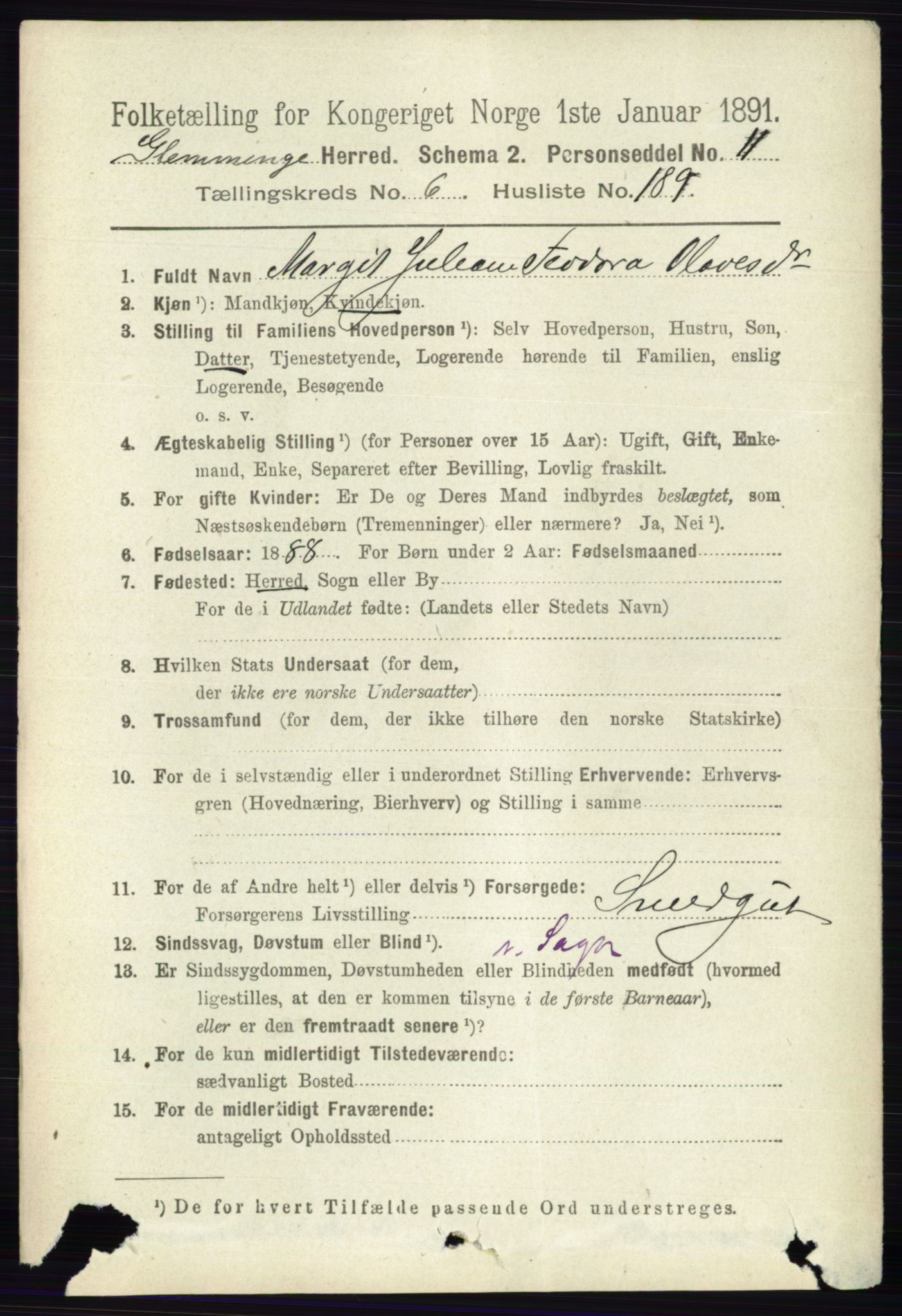 RA, 1891 census for 0132 Glemmen, 1891, p. 9102