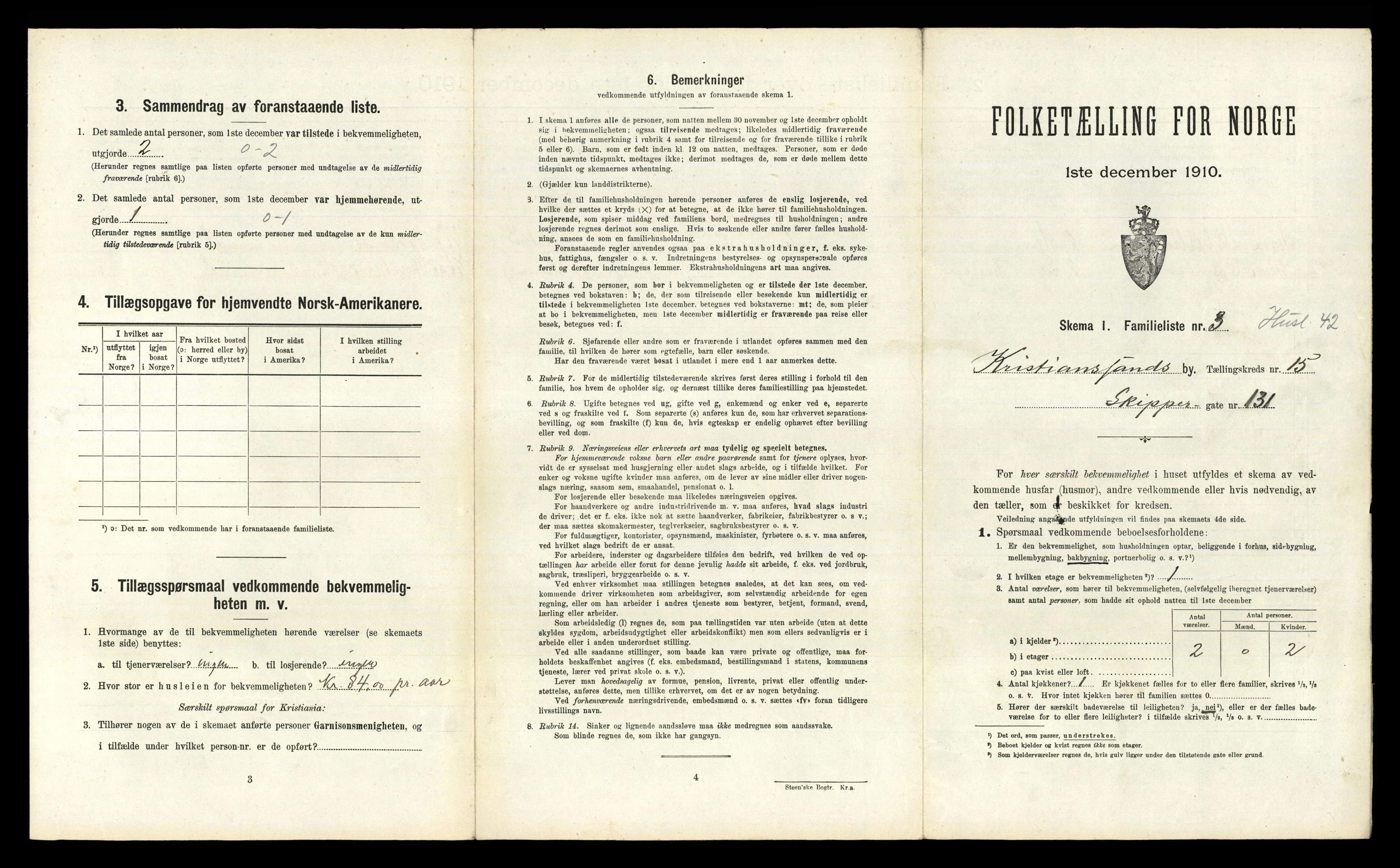 RA, 1910 census for Kristiansand, 1910, p. 3840