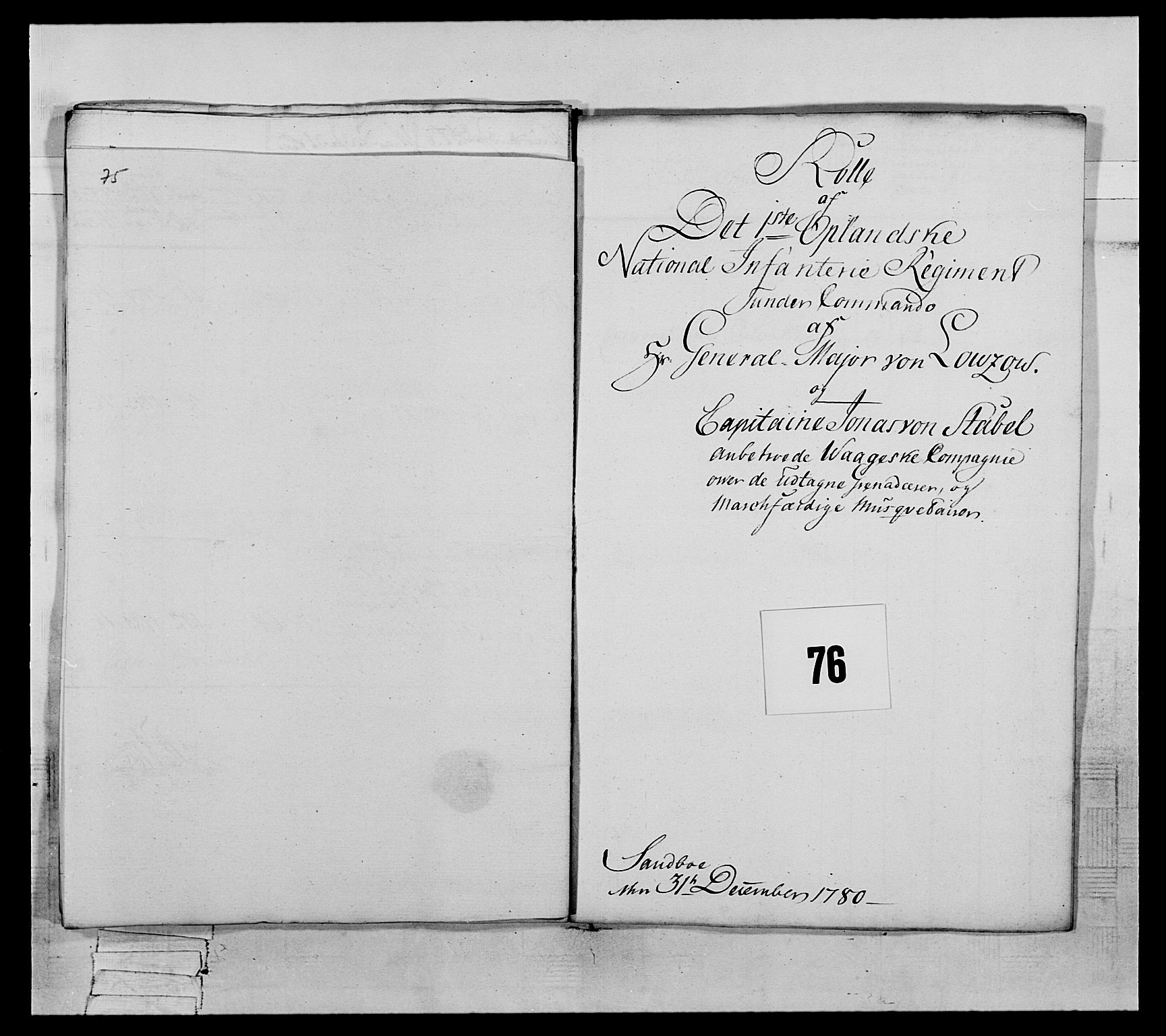 Generalitets- og kommissariatskollegiet, Det kongelige norske kommissariatskollegium, AV/RA-EA-5420/E/Eh/L0059: 1. Opplandske nasjonale infanteriregiment, 1775-1783, p. 528