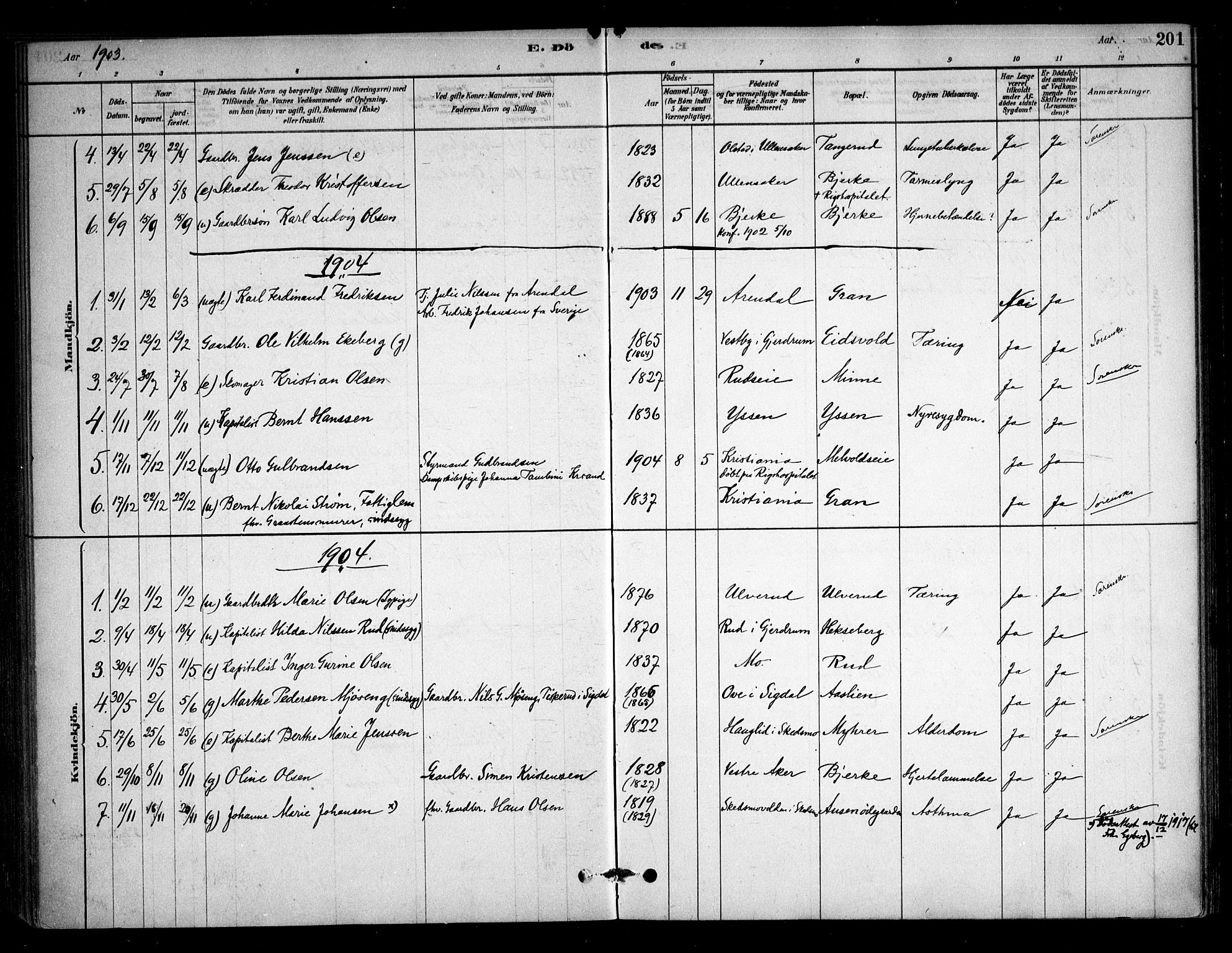 Sørum prestekontor Kirkebøker, SAO/A-10303/F/Fb/L0001: Parish register (official) no. II 1, 1878-1915, p. 201