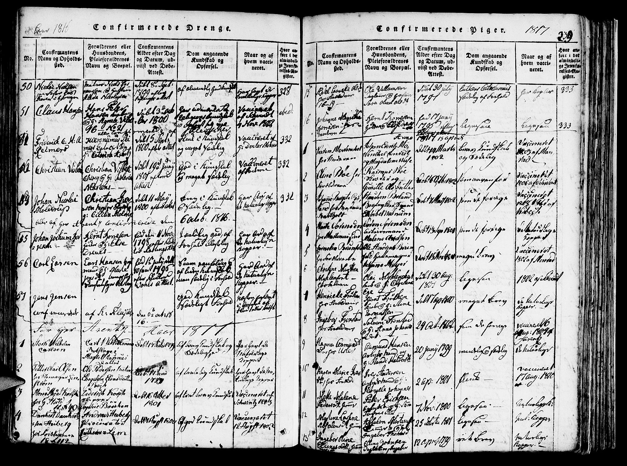 Domkirken sokneprestembete, SAB/A-74801/H/Haa/L0010: Parish register (official) no. A 10, 1816-1821, p. 239