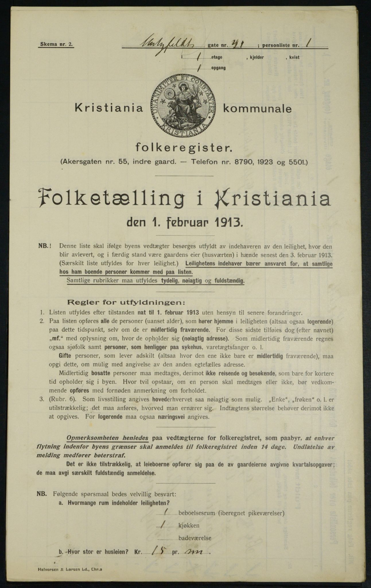 OBA, Municipal Census 1913 for Kristiania, 1913, p. 66200