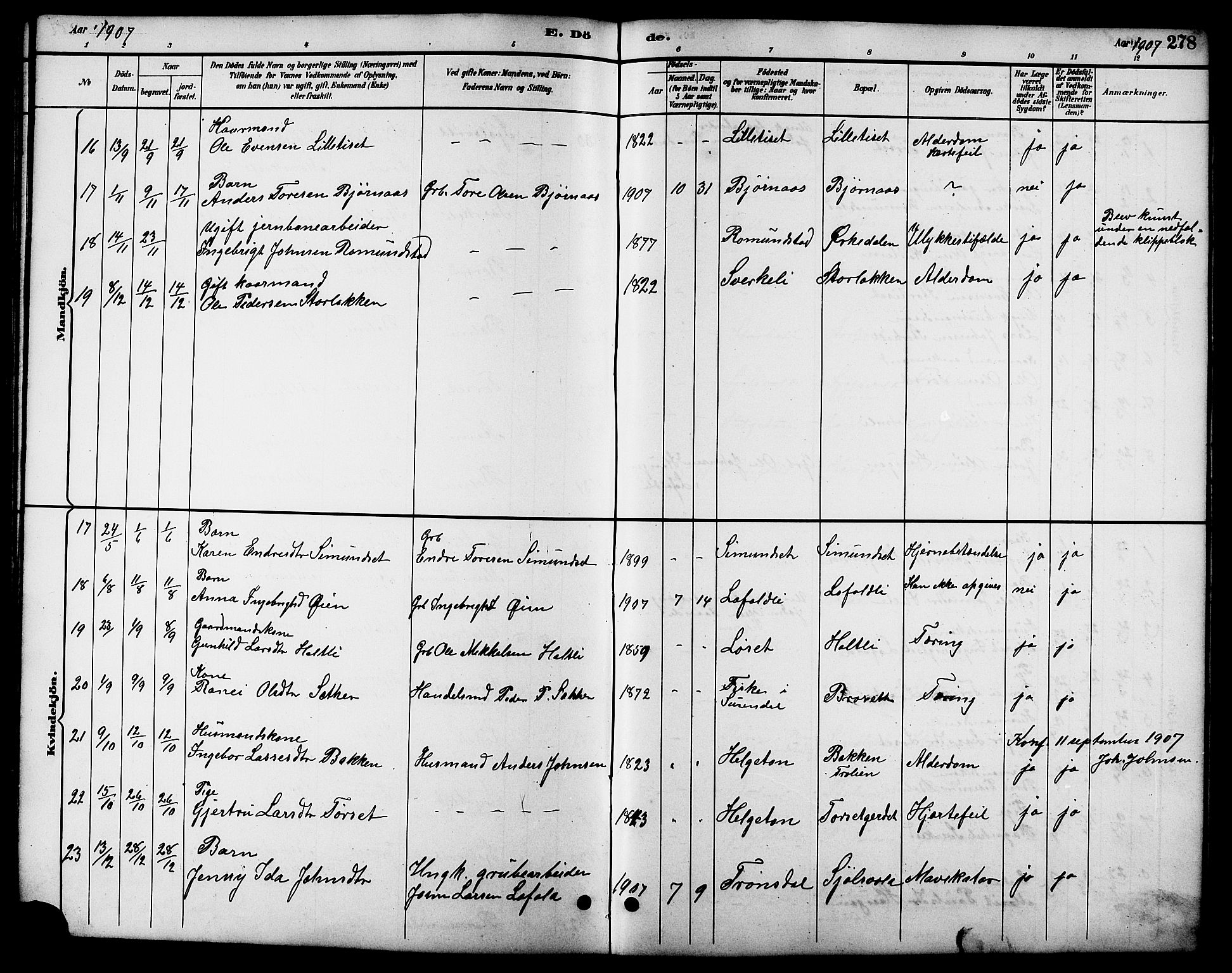 Ministerialprotokoller, klokkerbøker og fødselsregistre - Møre og Romsdal, SAT/A-1454/598/L1078: Parish register (copy) no. 598C03, 1892-1909, p. 278