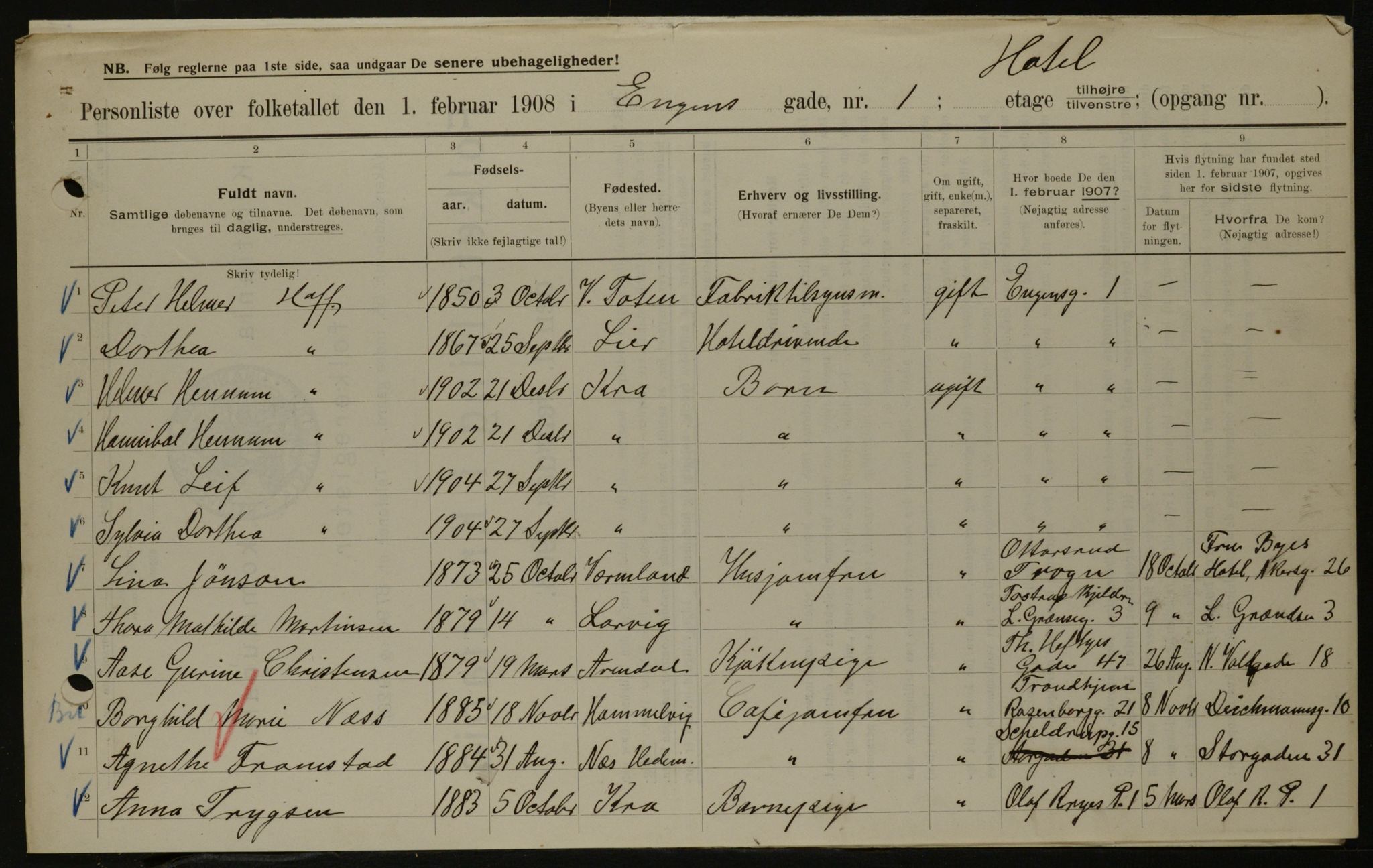 OBA, Municipal Census 1908 for Kristiania, 1908, p. 19783