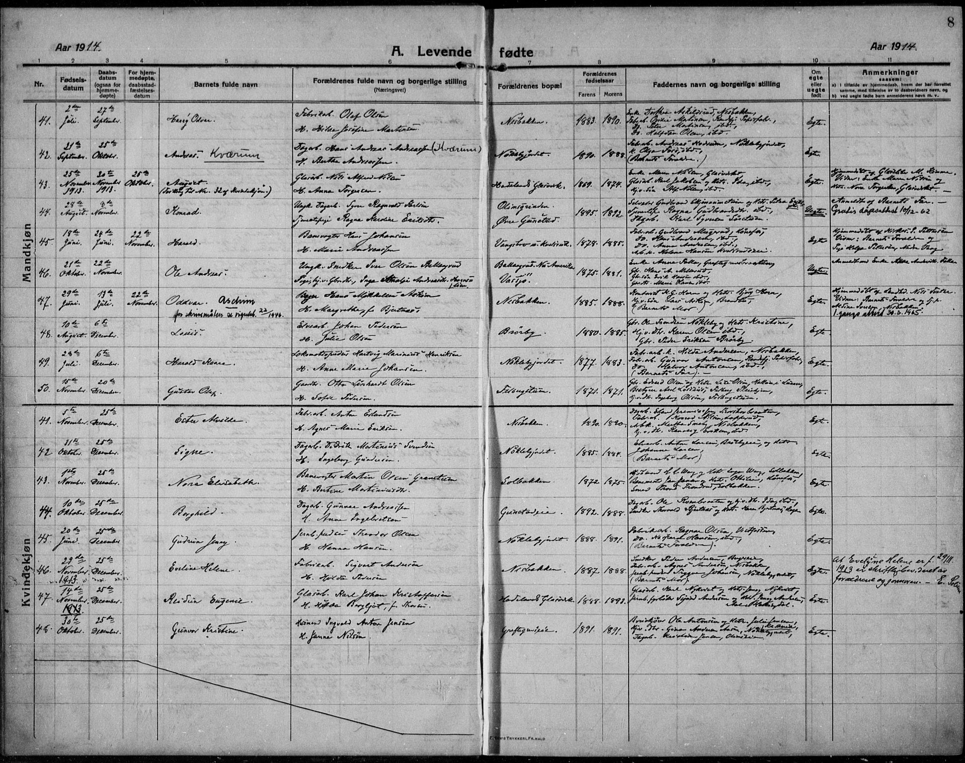 Jevnaker prestekontor, AV/SAH-PREST-116/H/Ha/Haa/L0012: Parish register (official) no. 12, 1914-1924, p. 8