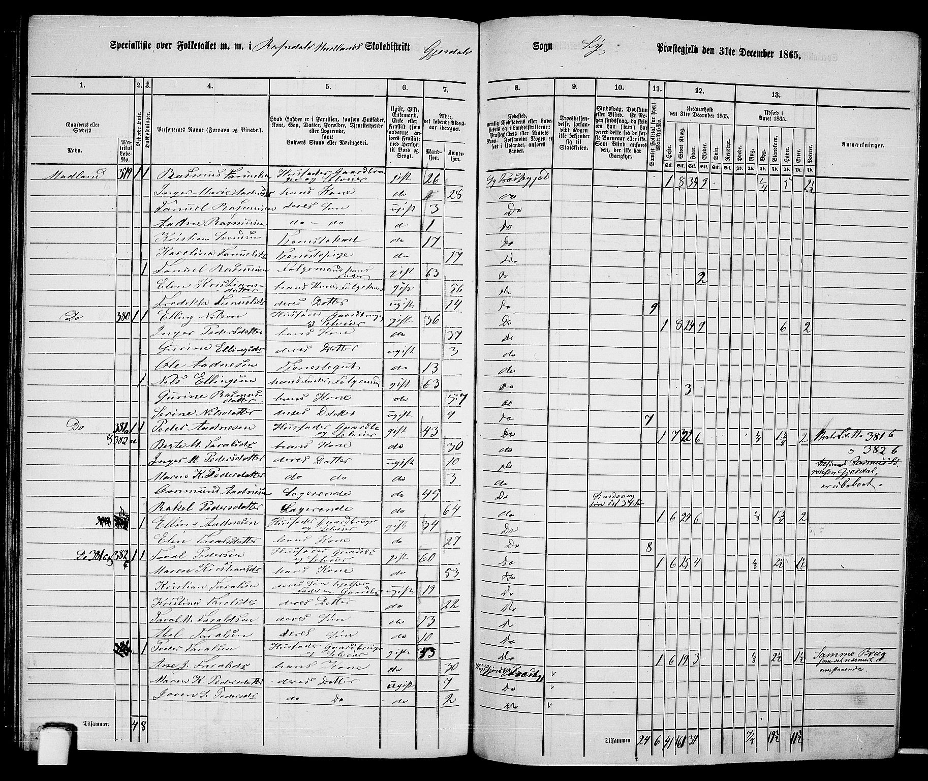 RA, 1865 census for Lye, 1865, p. 147