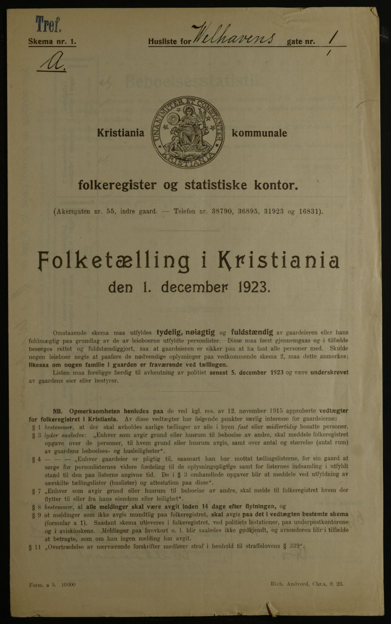 OBA, Municipal Census 1923 for Kristiania, 1923, p. 140573