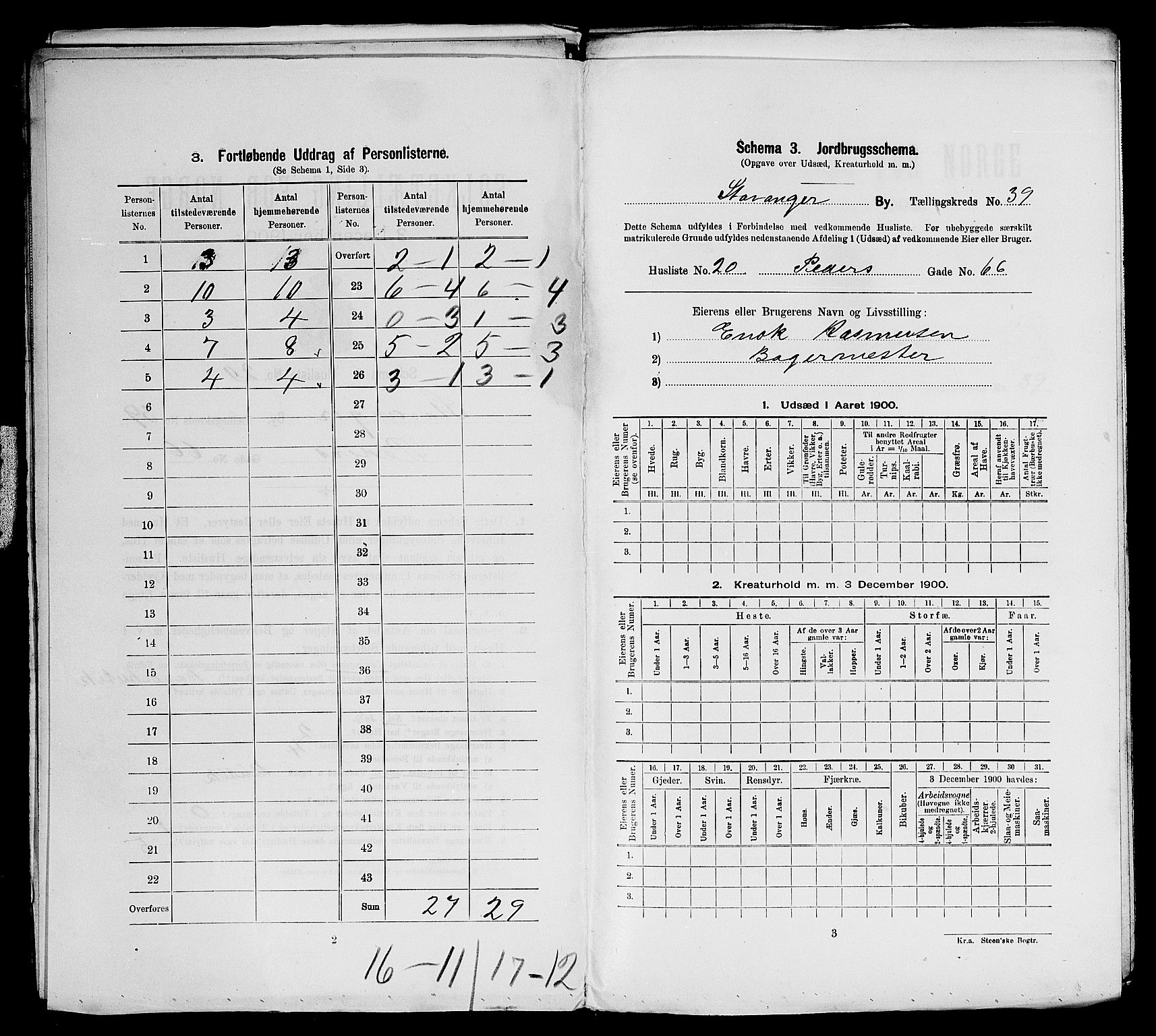 SAST, 1900 census for Stavanger, 1900, p. 13868