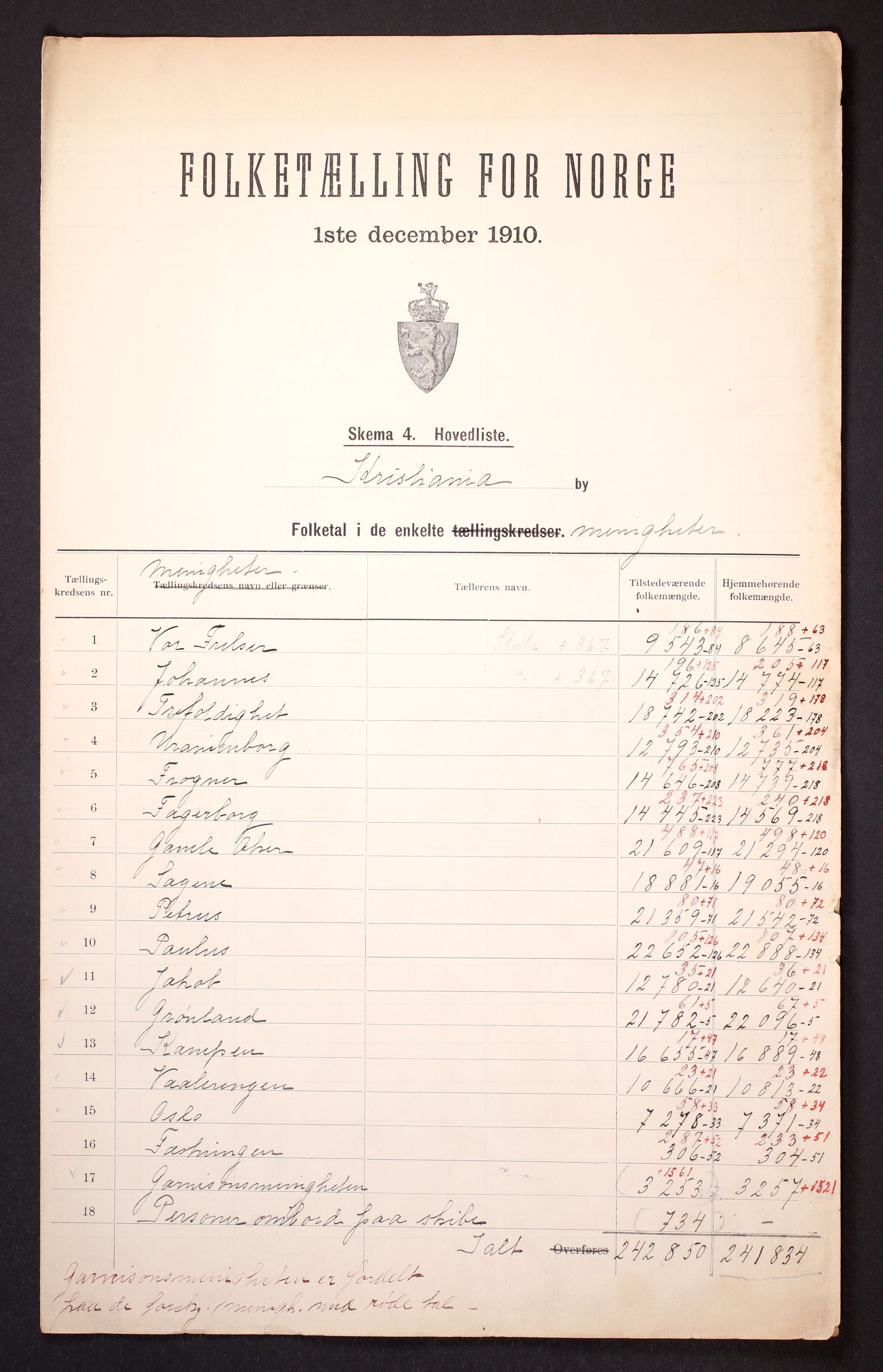 RA, 1910 census for Kristiania, 1910, p. 203