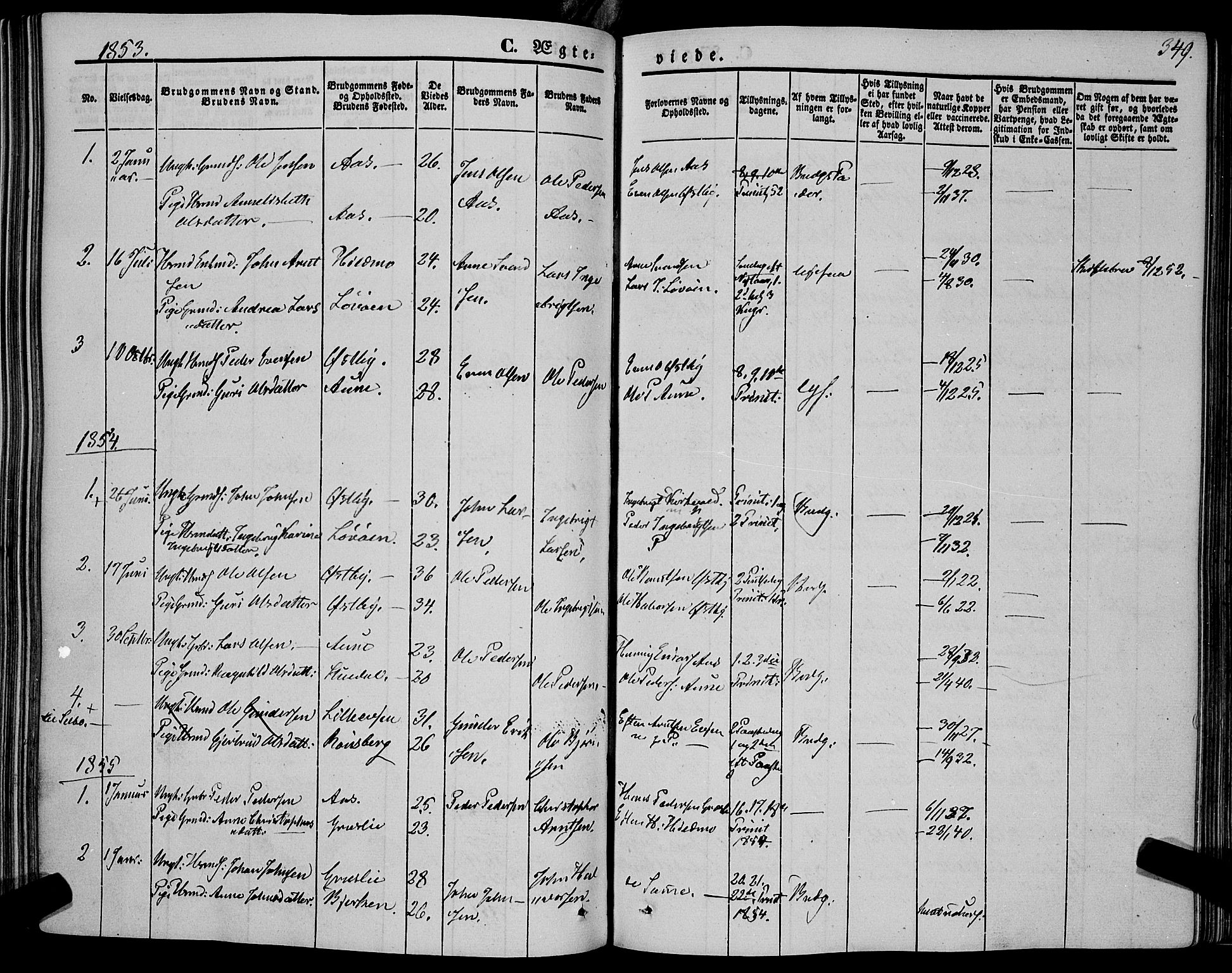 Ministerialprotokoller, klokkerbøker og fødselsregistre - Sør-Trøndelag, SAT/A-1456/695/L1146: Parish register (official) no. 695A06 /2, 1843-1859, p. 349