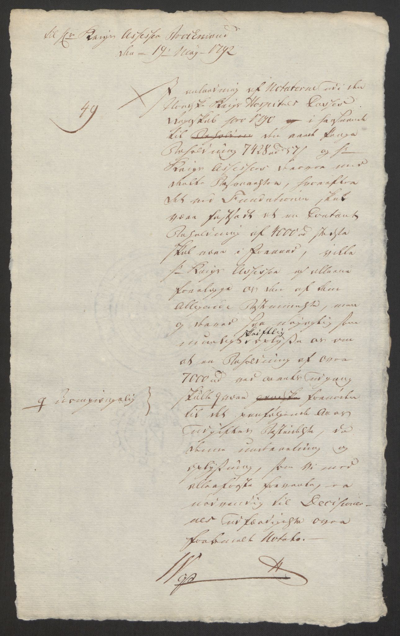 Forsvaret, Den norske kvesthuskasse/krigshospitalkasse, AV/RA-RAFA-1887/F/Fa/L0008: Konsepter, 1790-1793, p. 816