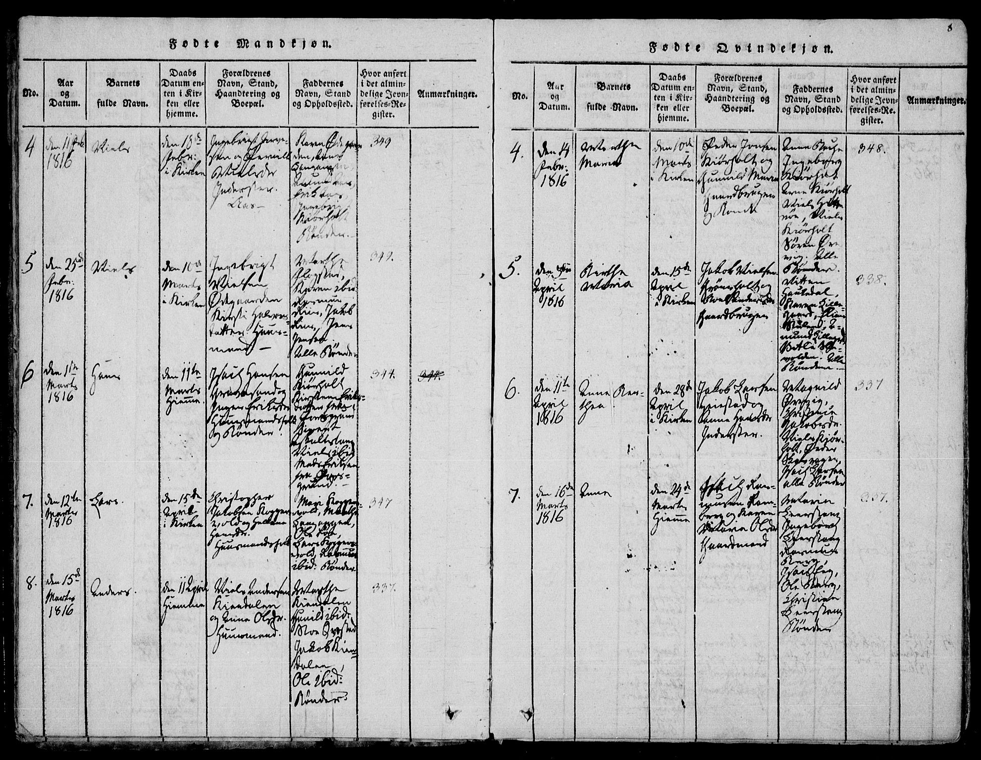 Eidanger kirkebøker, AV/SAKO-A-261/F/Fa/L0007: Parish register (official) no. 7, 1814-1831, p. 8