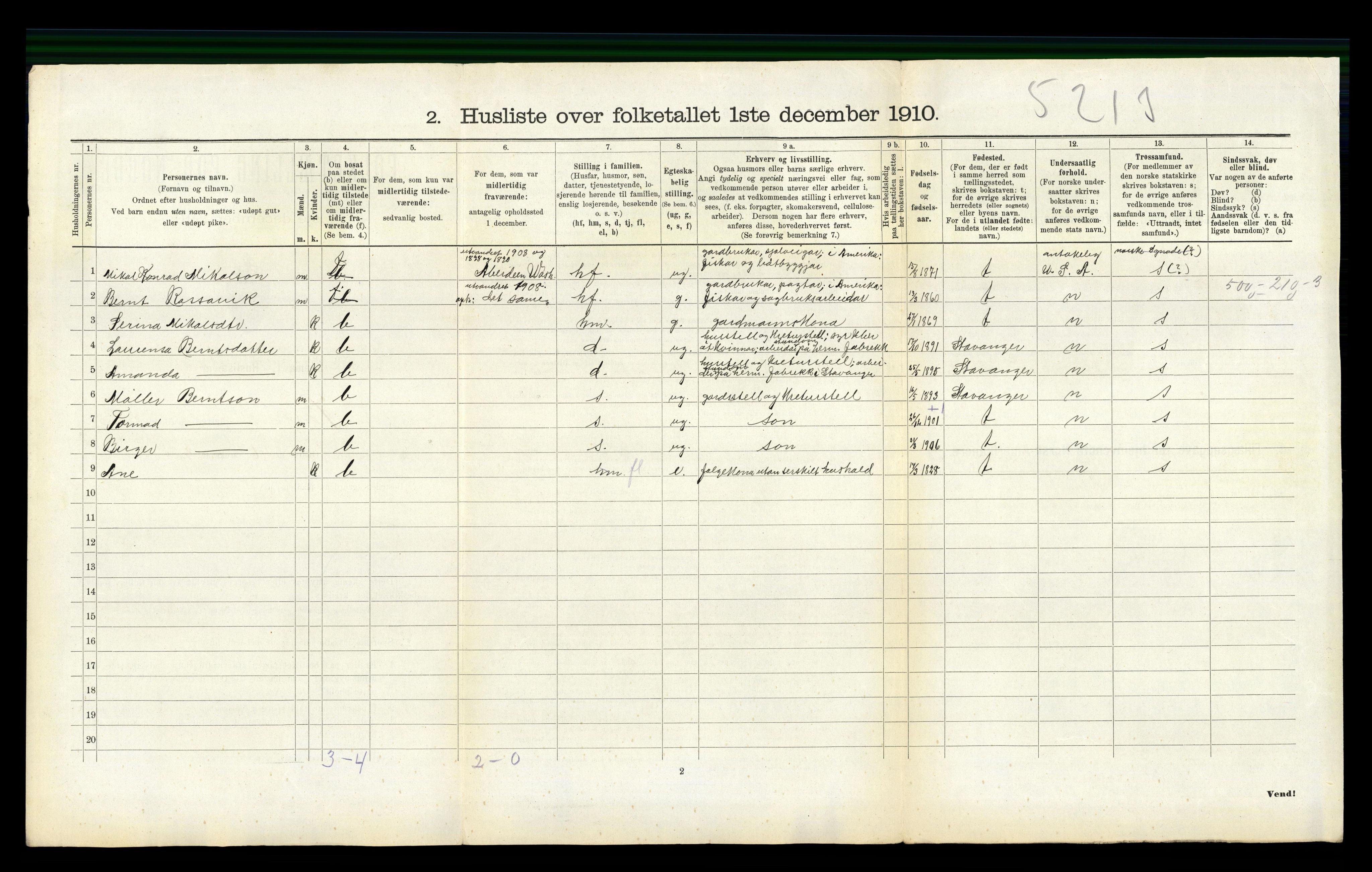 RA, 1910 census for Forsand, 1910, p. 486