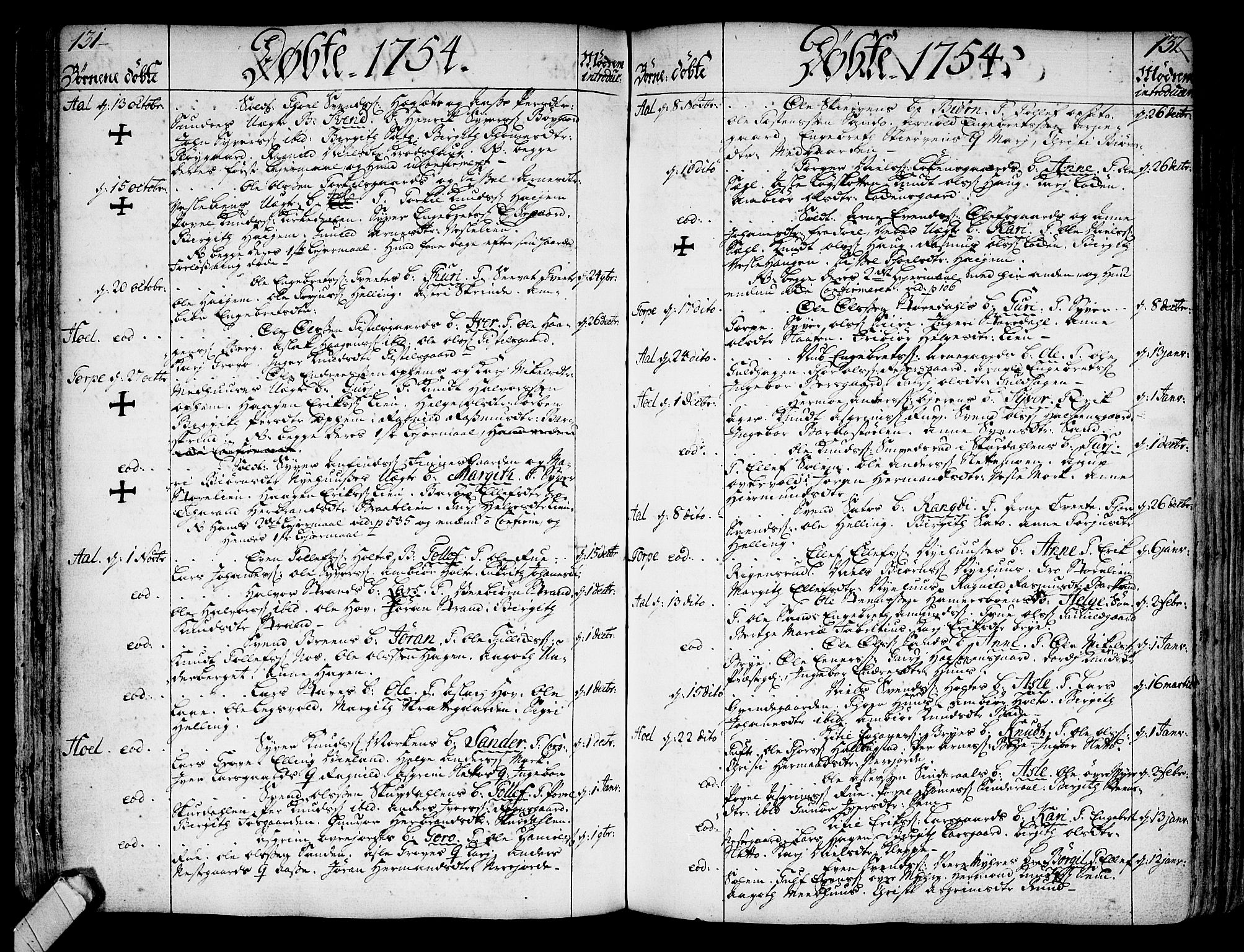 Ål kirkebøker, AV/SAKO-A-249/F/Fa/L0001: Parish register (official) no. I 1, 1744-1769, p. 131-132