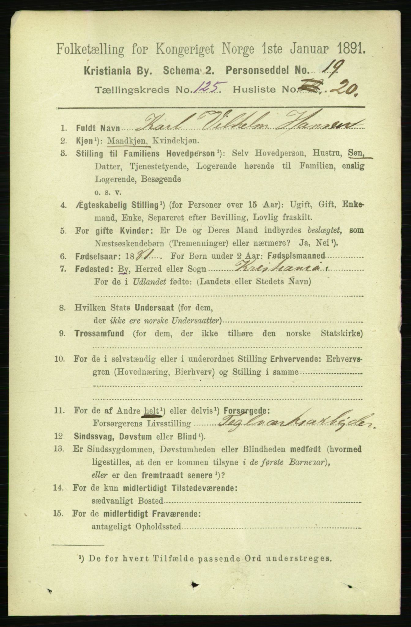 RA, 1891 census for 0301 Kristiania, 1891, p. 67140