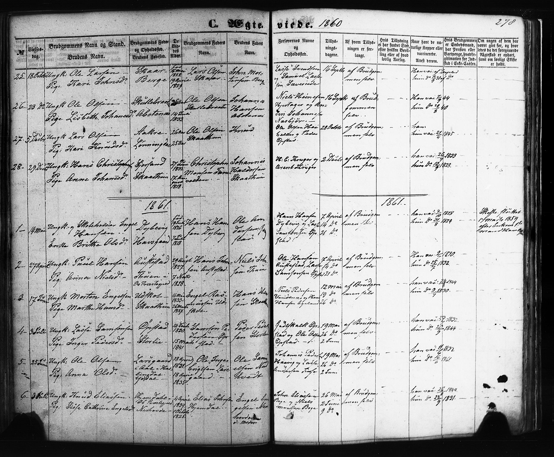 Fusa sokneprestembete, SAB/A-75401/H/Haa: Parish register (official) no. A 1I, 1855-1879, p. 278