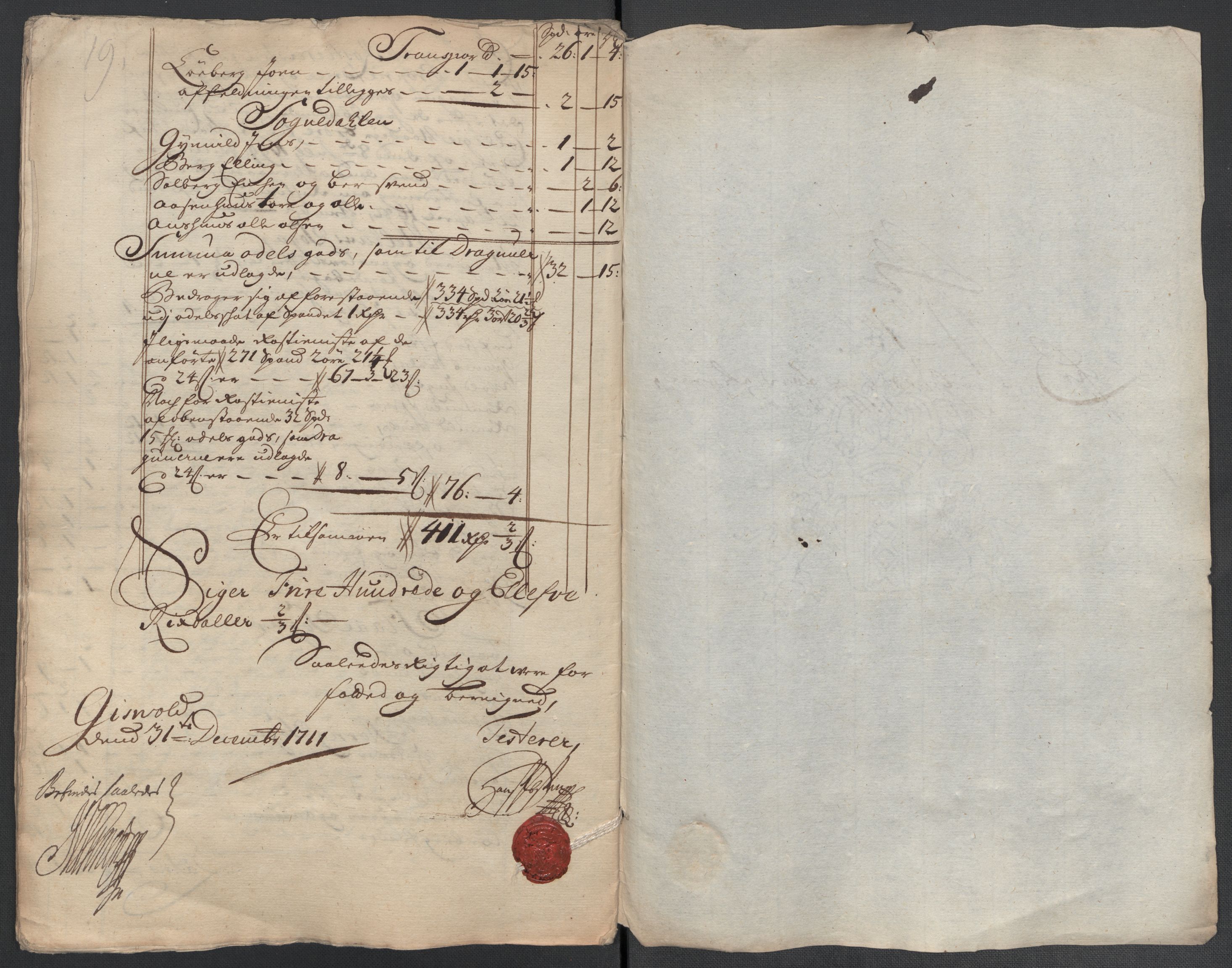Rentekammeret inntil 1814, Reviderte regnskaper, Fogderegnskap, RA/EA-4092/R60/L3962: Fogderegnskap Orkdal og Gauldal, 1711, p. 347