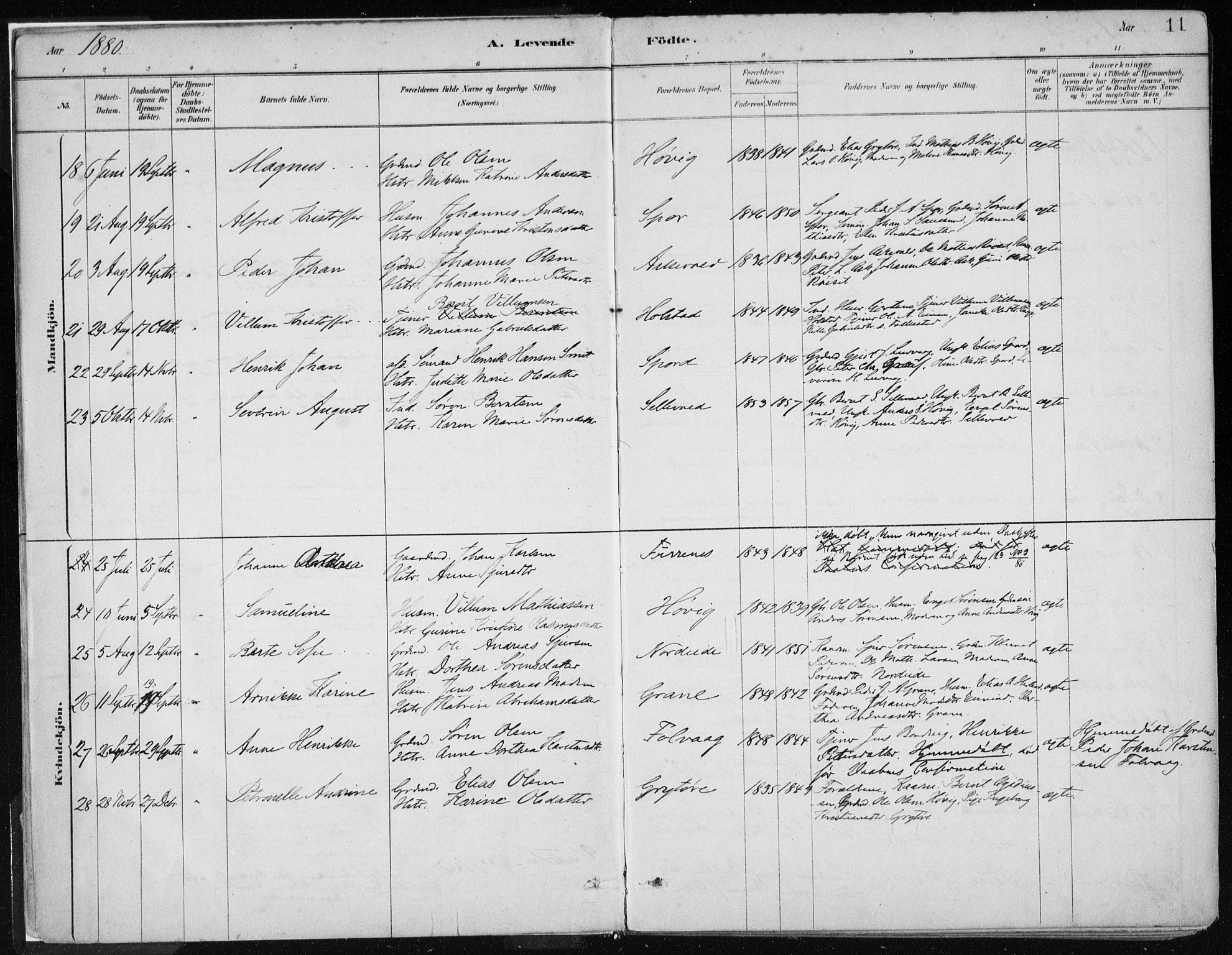 Askvoll sokneprestembete, AV/SAB-A-79501/H/Haa/Haab/L0002: Parish register (official) no. B 2, 1879-1909, p. 11