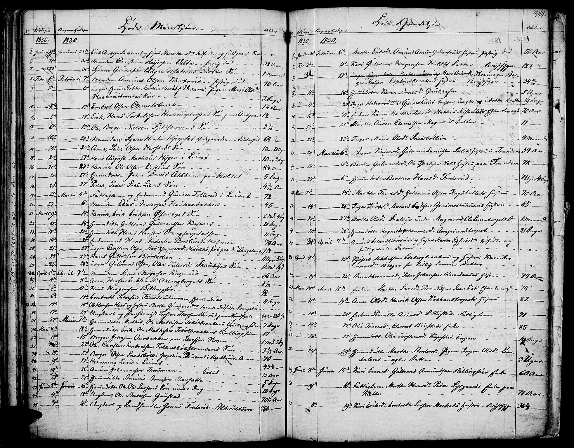 Vinger prestekontor, AV/SAH-PREST-024/H/Ha/Haa/L0007: Parish register (official) no. 7, 1826-1839, p. 344