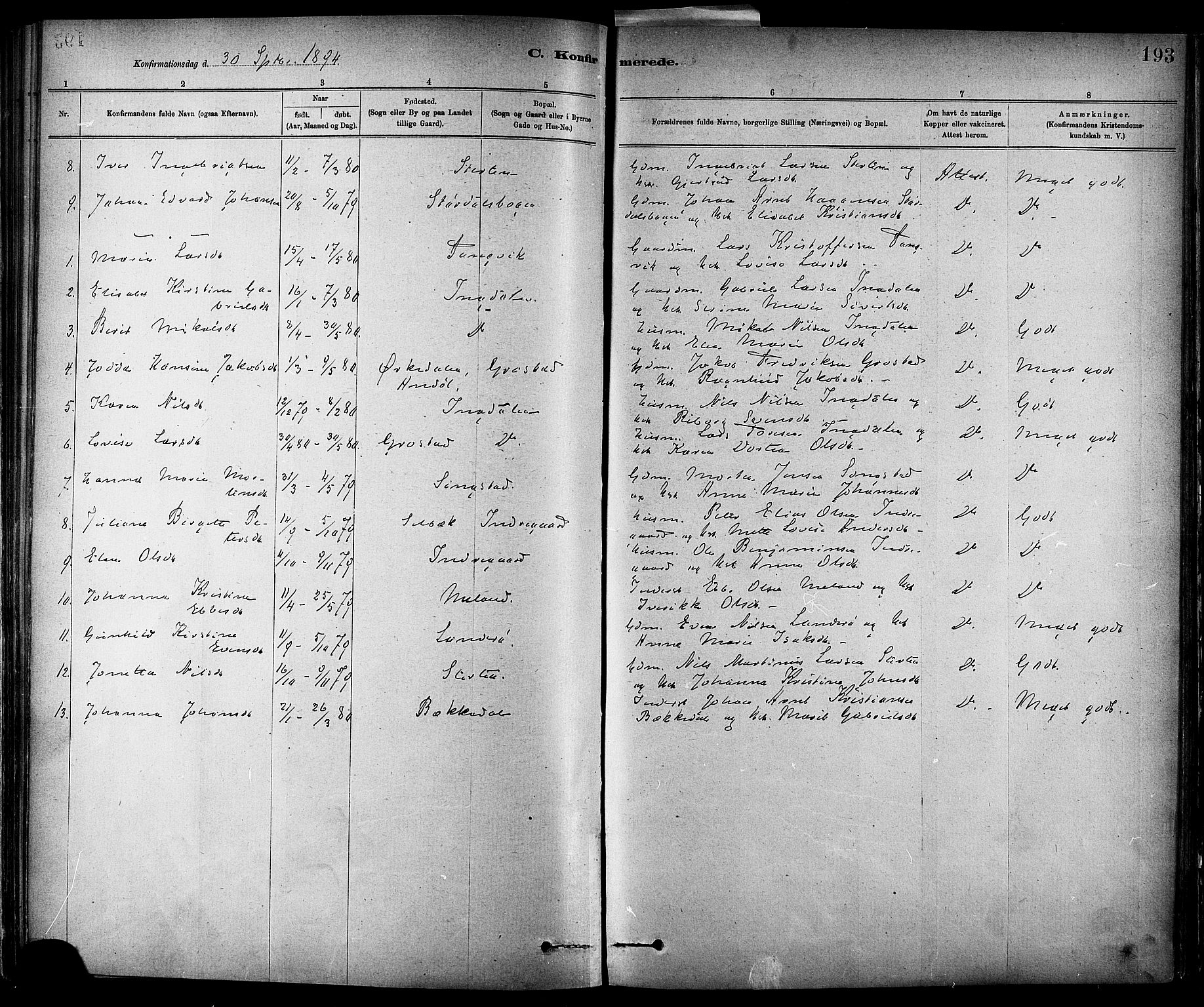 Ministerialprotokoller, klokkerbøker og fødselsregistre - Sør-Trøndelag, SAT/A-1456/647/L0634: Parish register (official) no. 647A01, 1885-1896, p. 193
