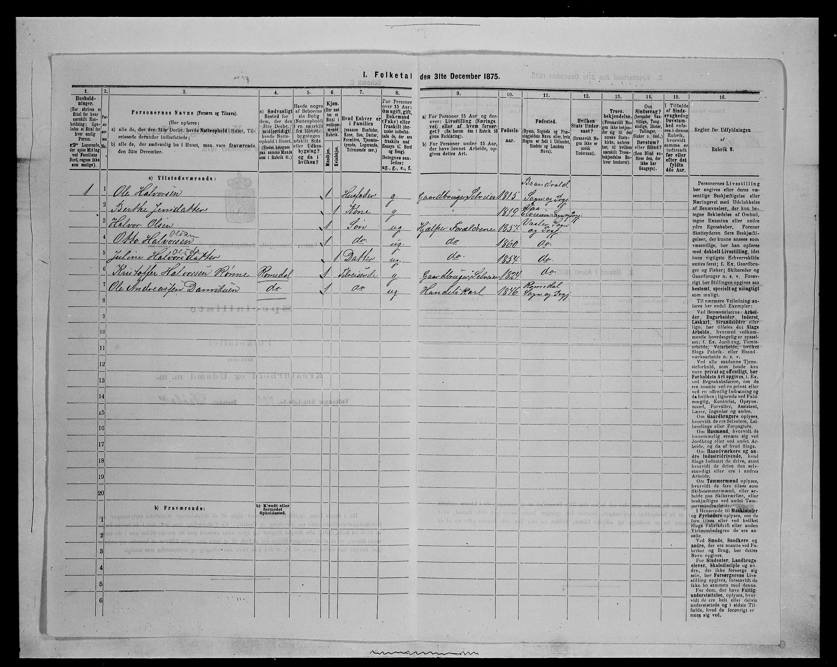 SAH, 1875 census for 0426P Våler parish (Hedmark), 1875, p. 239