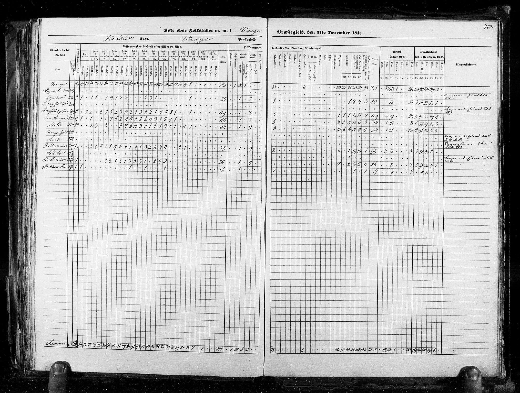 RA, Census 1845, vol. 3: Hedemarken amt og Kristians amt, 1845, p. 400