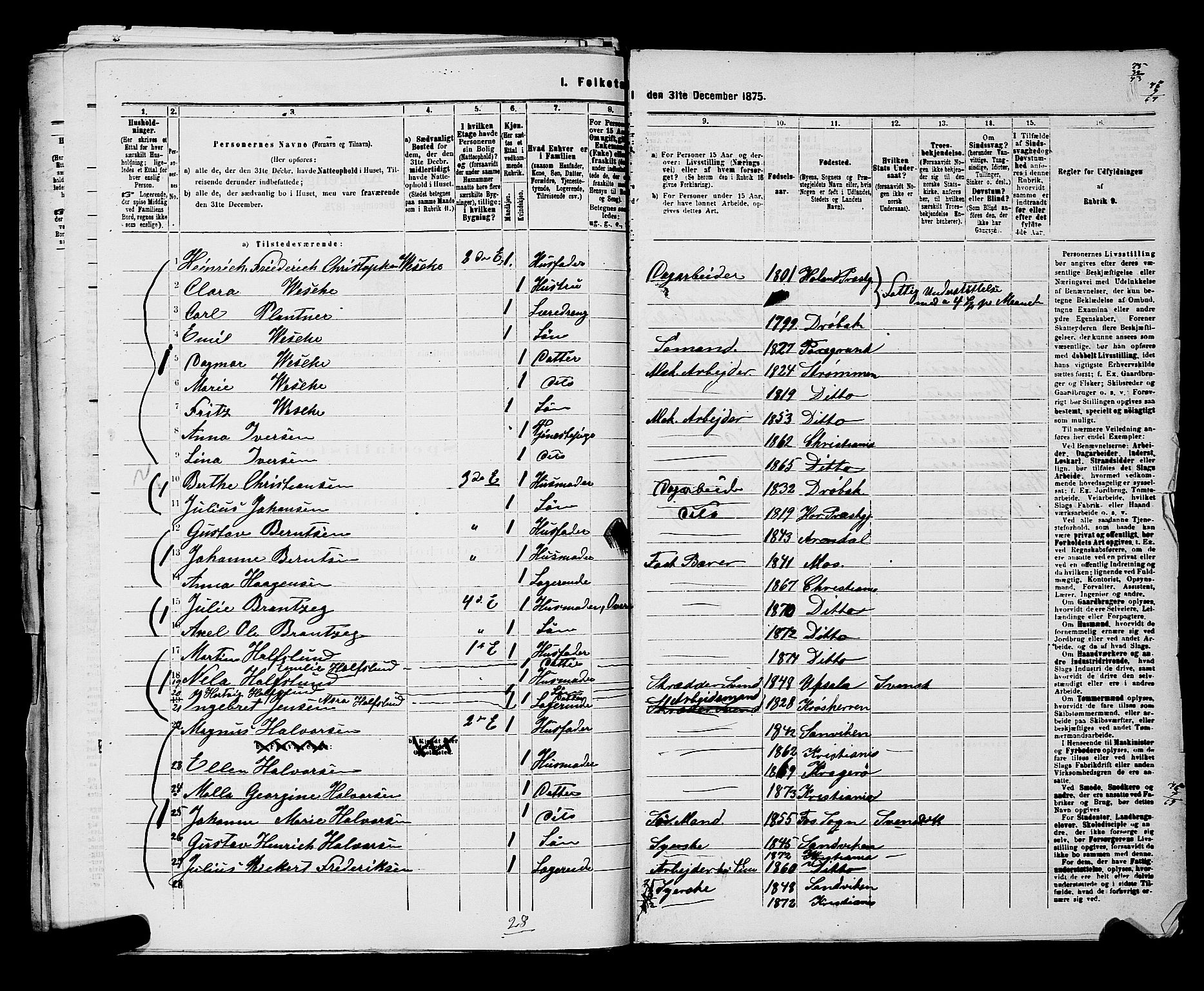 RA, 1875 census for 0301 Kristiania, 1875, p. 5415