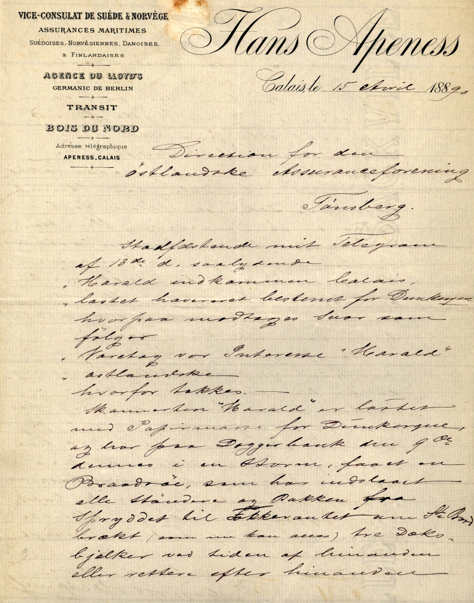 Pa 63 - Østlandske skibsassuranceforening, VEMU/A-1079/G/Ga/L0025/0004: Havaridokumenter / Imanuel, Hefhi, Guldregn, Haabet, Harald, Windsor, 1890, p. 103