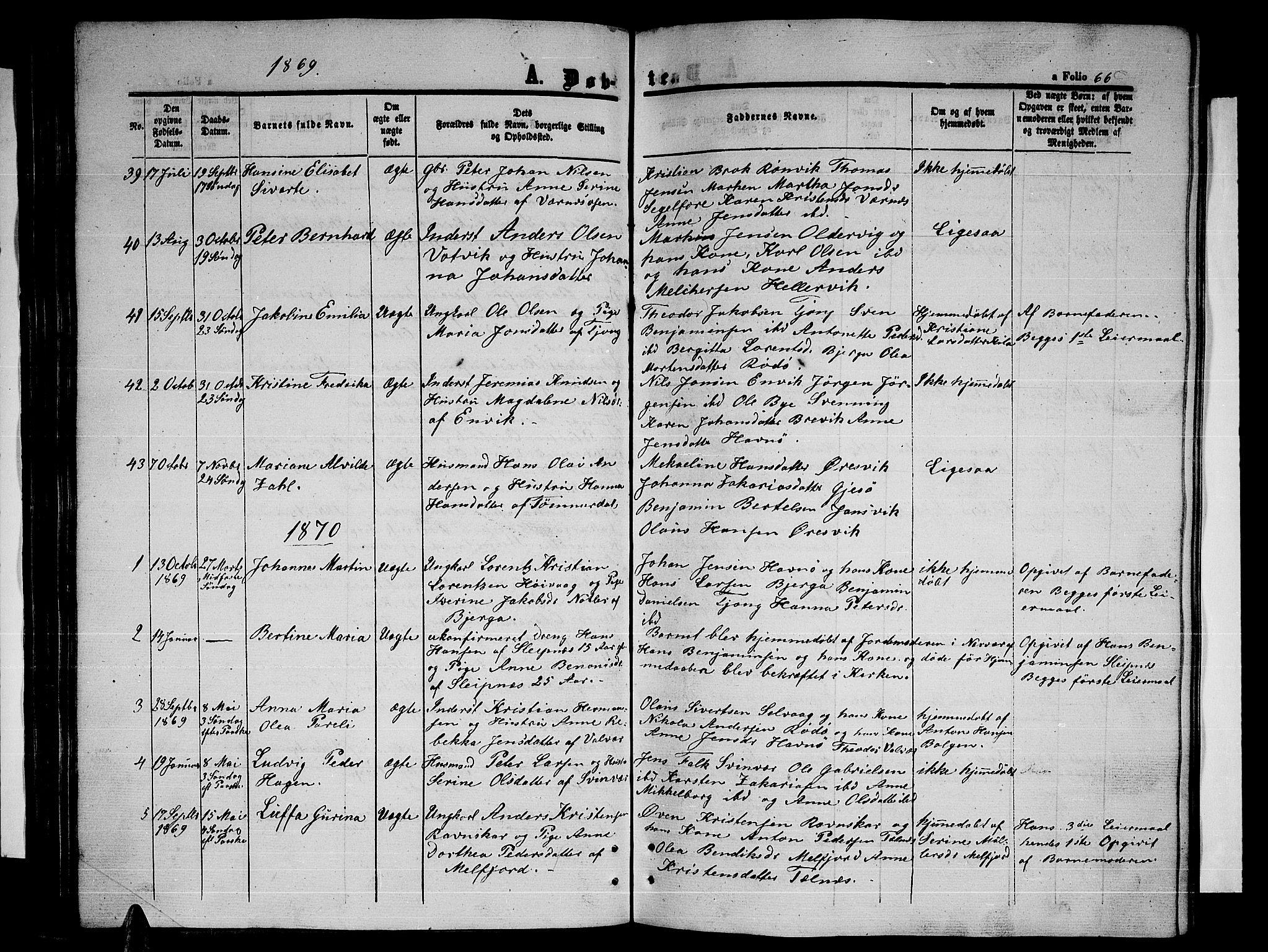 Ministerialprotokoller, klokkerbøker og fødselsregistre - Nordland, SAT/A-1459/841/L0619: Parish register (copy) no. 841C03, 1856-1876, p. 66