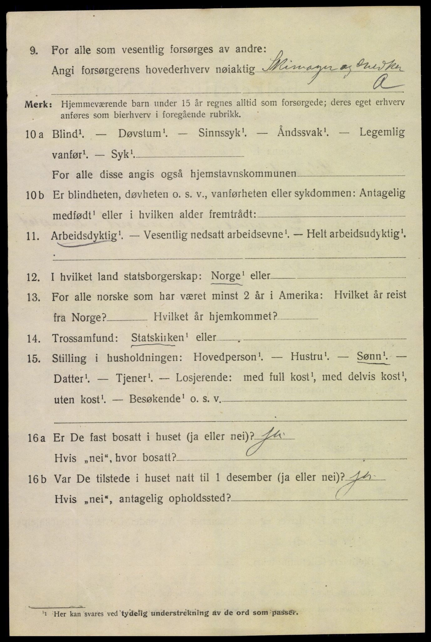 SAK, 1920 census for Lillesand, 1920, p. 1156