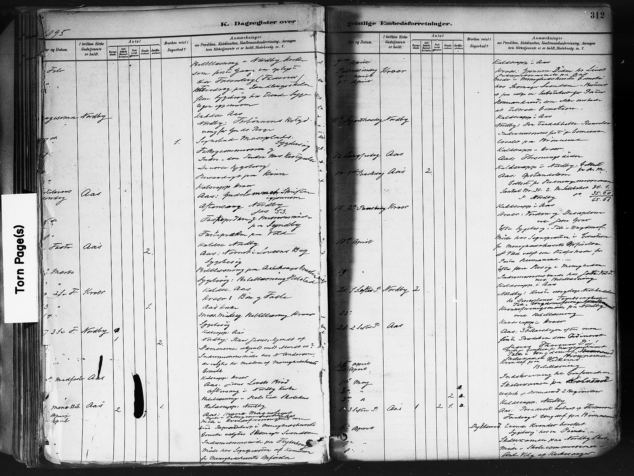 Ås prestekontor Kirkebøker, AV/SAO-A-10894/F/Fa/L0009: Parish register (official) no. I 9, 1881-1900, p. 312