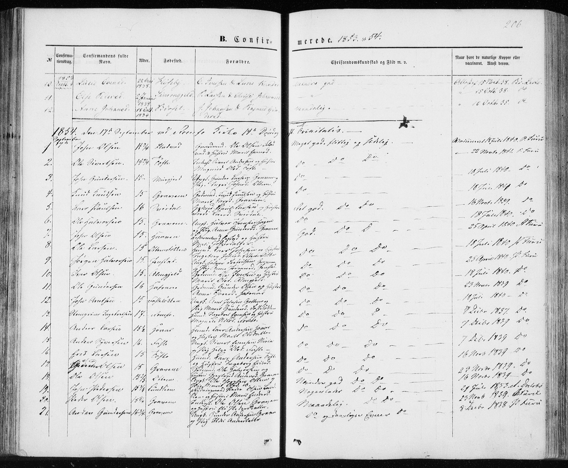 Ministerialprotokoller, klokkerbøker og fødselsregistre - Møre og Romsdal, SAT/A-1454/590/L1013: Parish register (official) no. 590A05, 1847-1877, p. 206