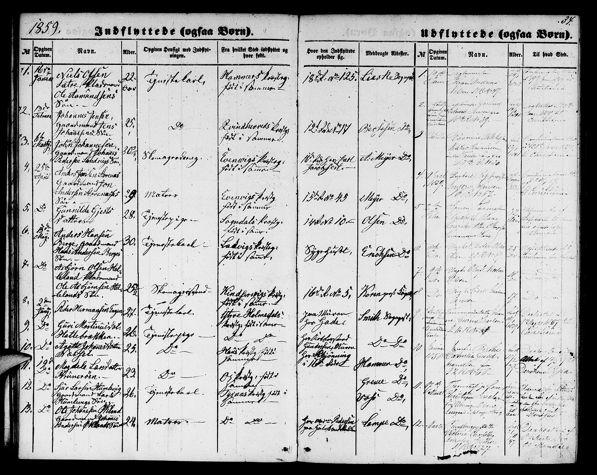 Domkirken sokneprestembete, SAB/A-74801/H/Hab/L0044: Parish register (copy) no. F 1, 1856-1879, p. 34