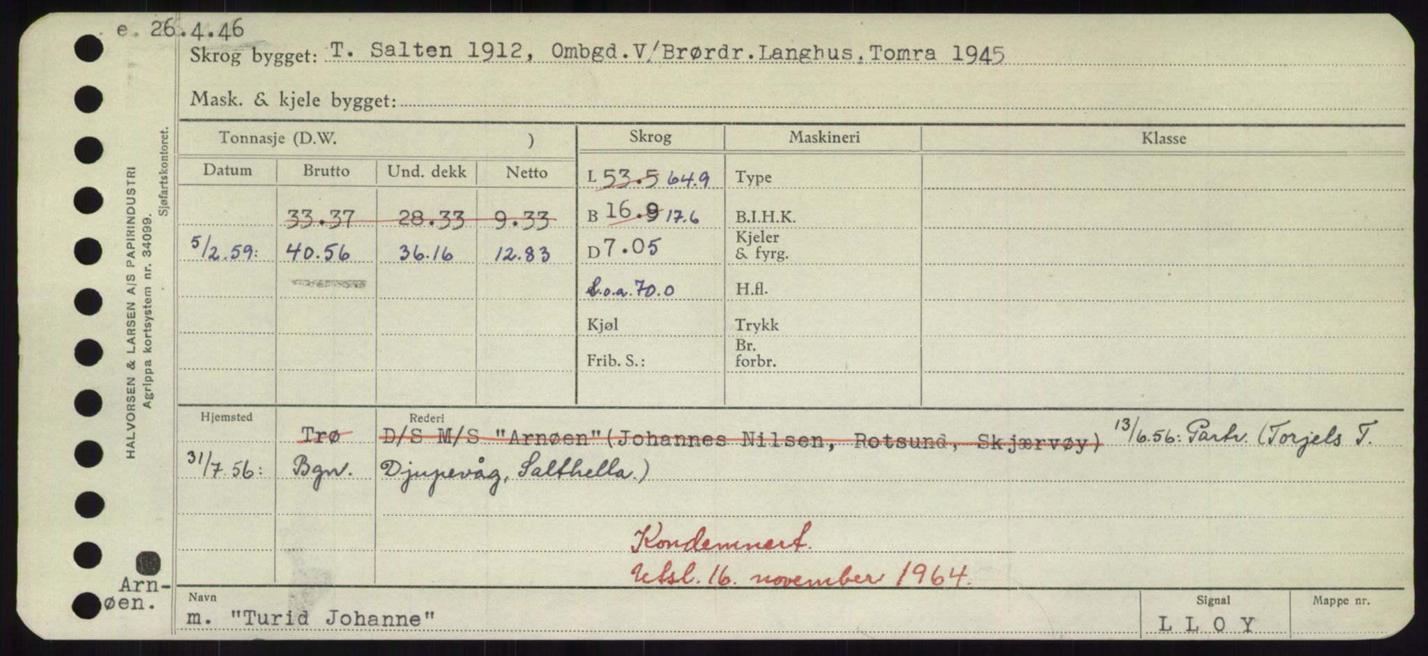 Sjøfartsdirektoratet med forløpere, Skipsmålingen, RA/S-1627/H/Hd/L0039: Fartøy, Ti-Tø, p. 835